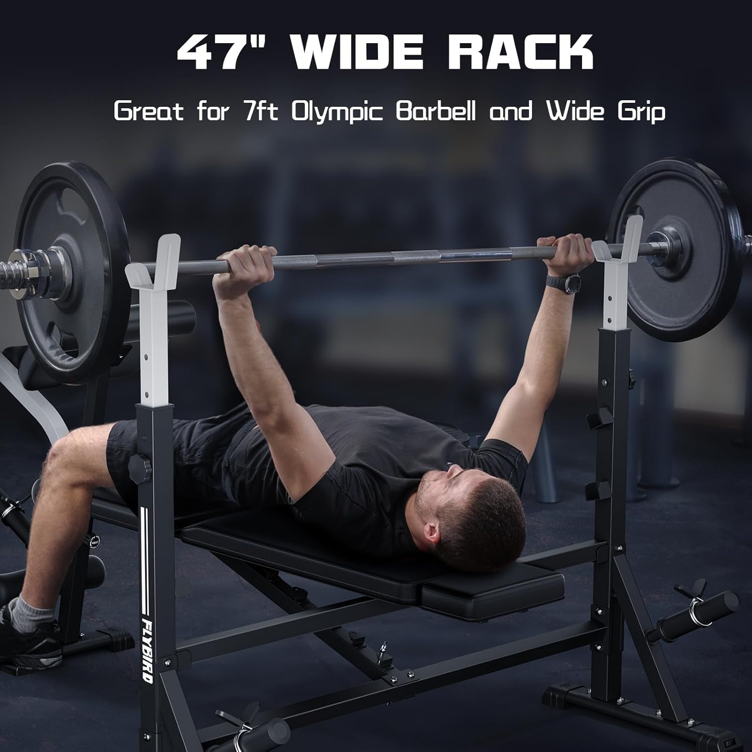 FLYBIRD Olympic Weight Bench, Adjustable Bench Press with Squat Rack, Leg Developer, Preacher Curl Pad for Home Gym, Full-Body Strength Training Equipment - Image 5