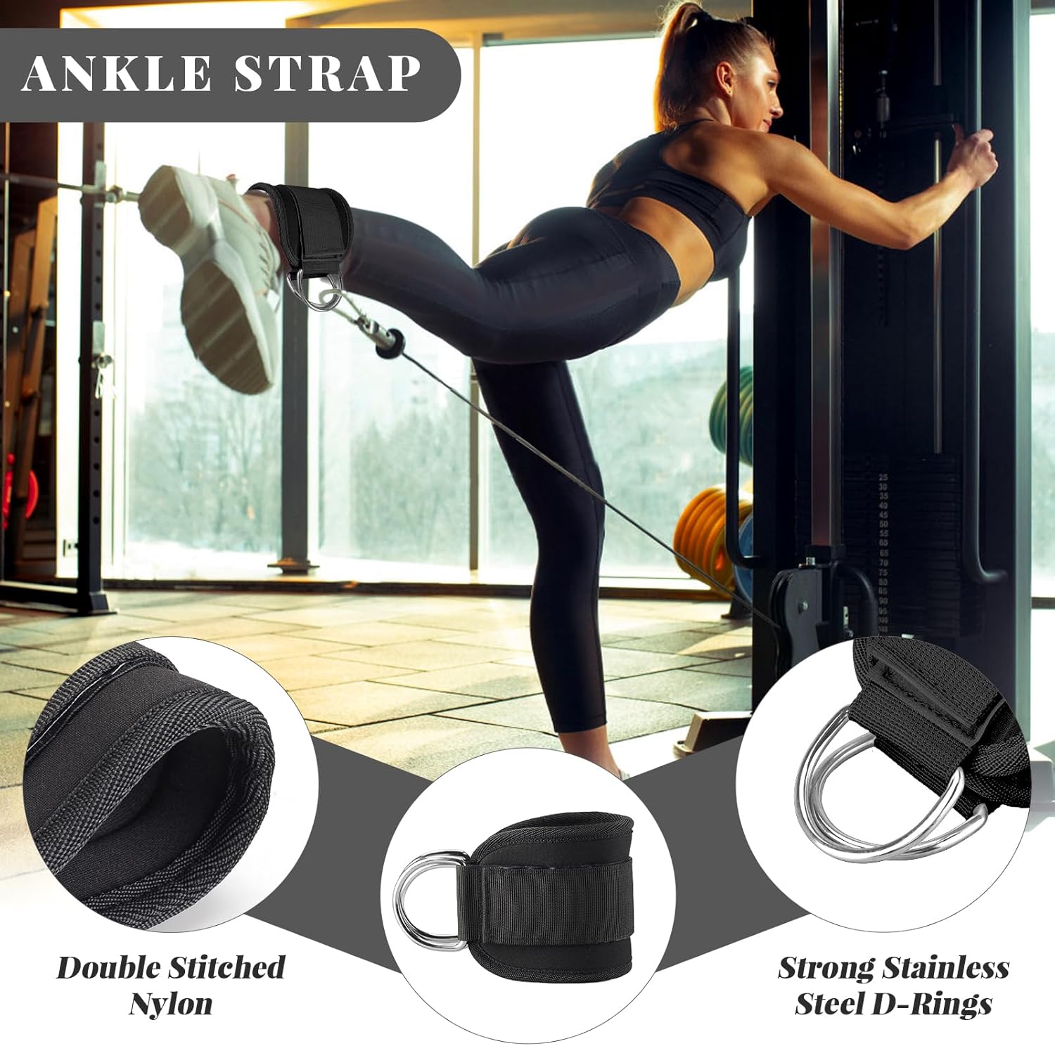 Barbell Pad Set,10 Pcs Barbell Pads for Hip Thrust Squat & Lunges Support,with 2 Workout Ankle Straps, 2 Gym Straps Weight Lifting, 2 Gym Gloves, Resistance Band, Olympic Bar Pad,Carry Bag - Image 5