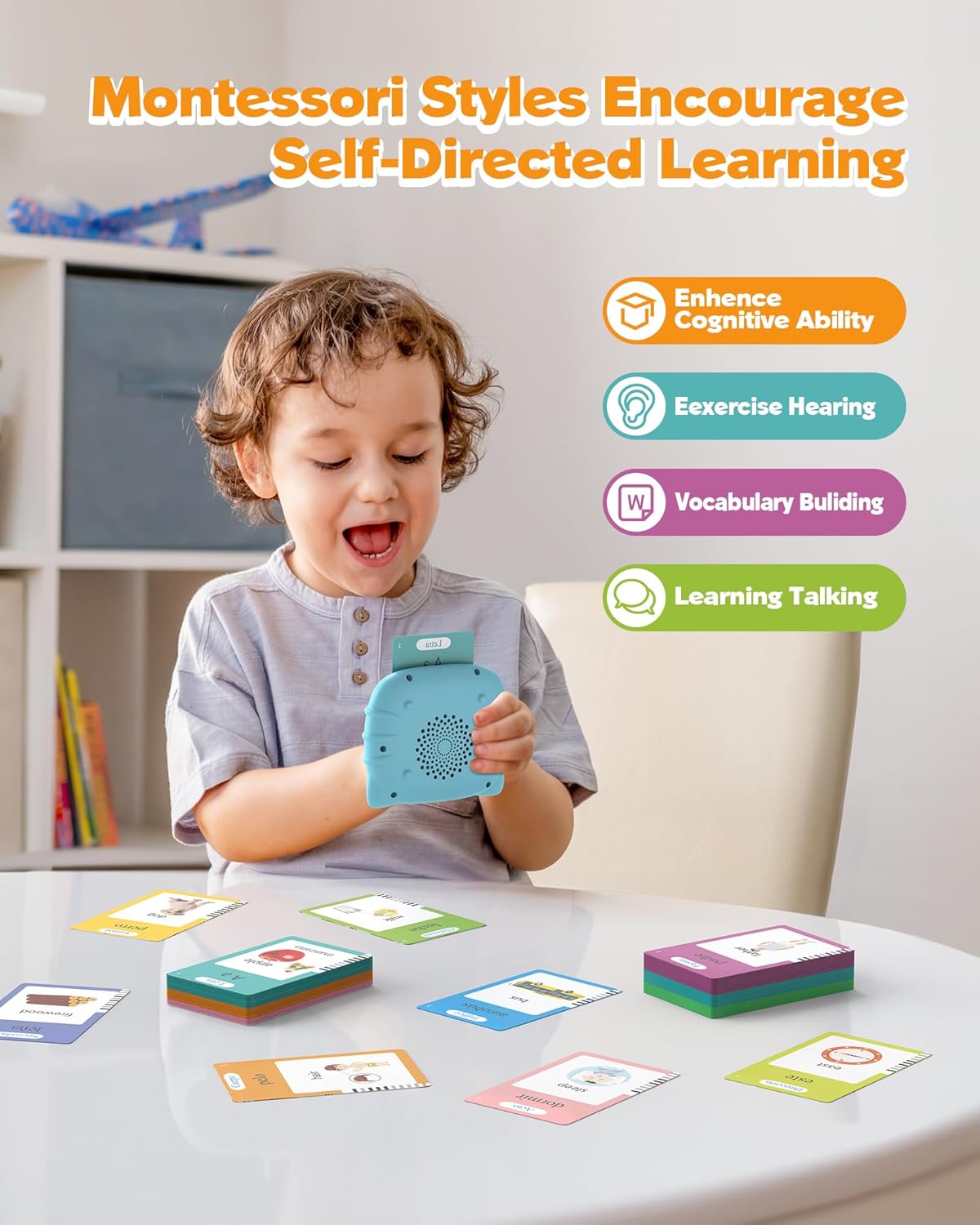 Bilingual Spanish and English Talking Flash Cards for 1-3, Pocket Speech Therapy Toys with 512 Words, Montessori Language Learning and Autism Toys, Children's Sensory Learning, Birthday Present - Image 4