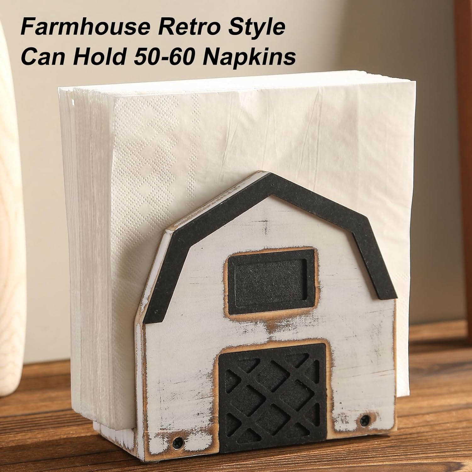 Vintage Wooden Napkin Holder for Table,Rustic Farmhouse Napkin Holders for Paper Napkins. (5.5"x5.5"x3") - Image 5