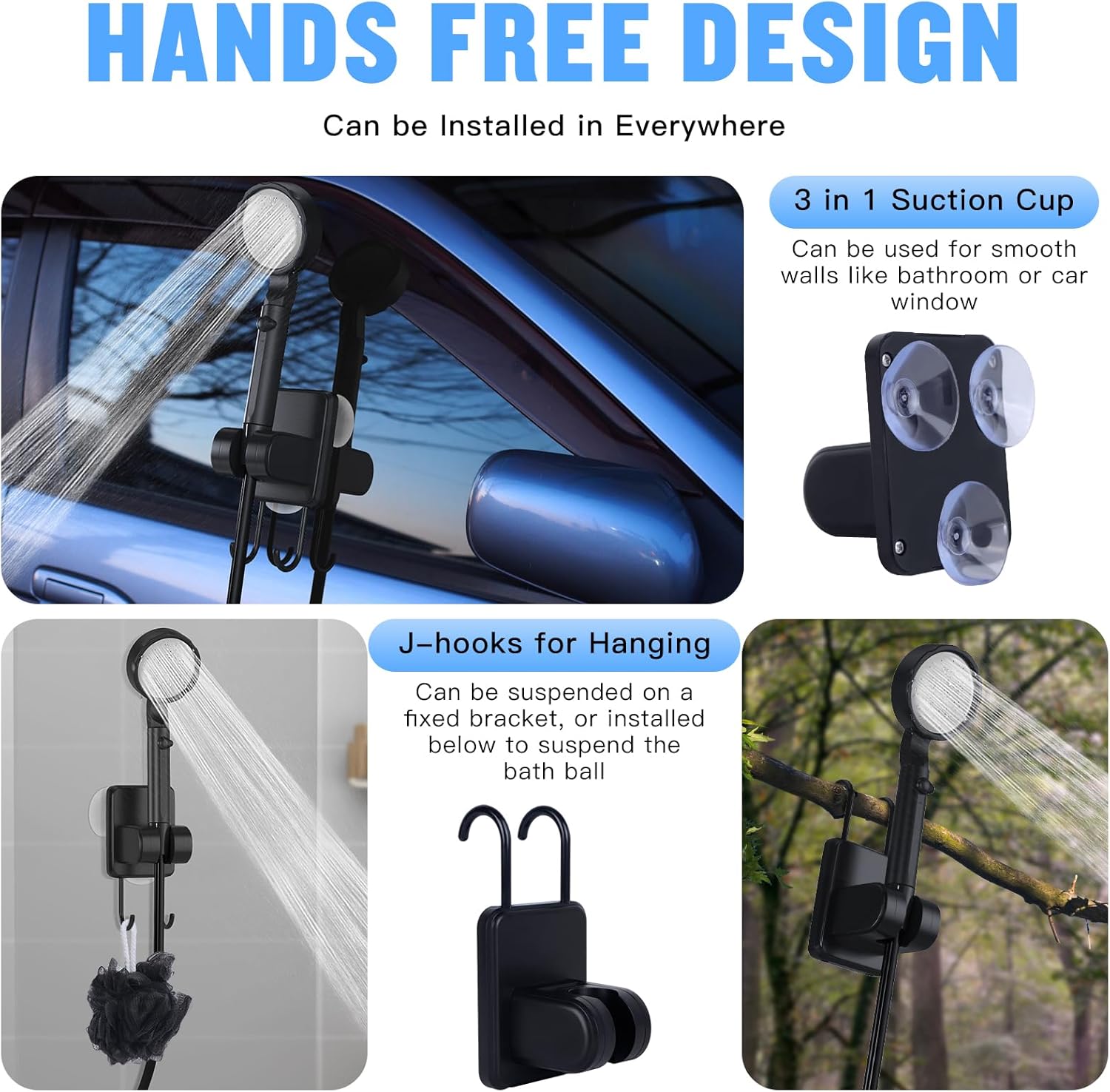 Portable Camping Shower - 10000mAh Rechargeable, 5-Speed, IPX8 Waterproof, LED Display Camp Shower Pump- Perfect for Hiking, Travel, Cars & Pets - Image 8