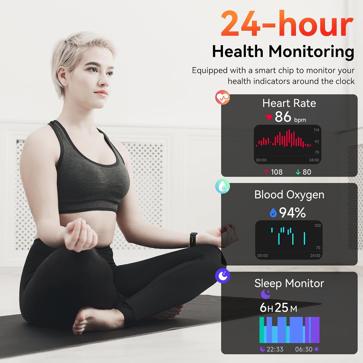 Smart Watch with Alexa Built-in, 1.83" HD Touchscreen, Bluetooth Call/Make Calls, IP68 Waterproof Fitness Tracker with 120+ Sport Modes, 24/7 Heart Rate & Sleep Monitor for iOS/Android (Black) - Image 6