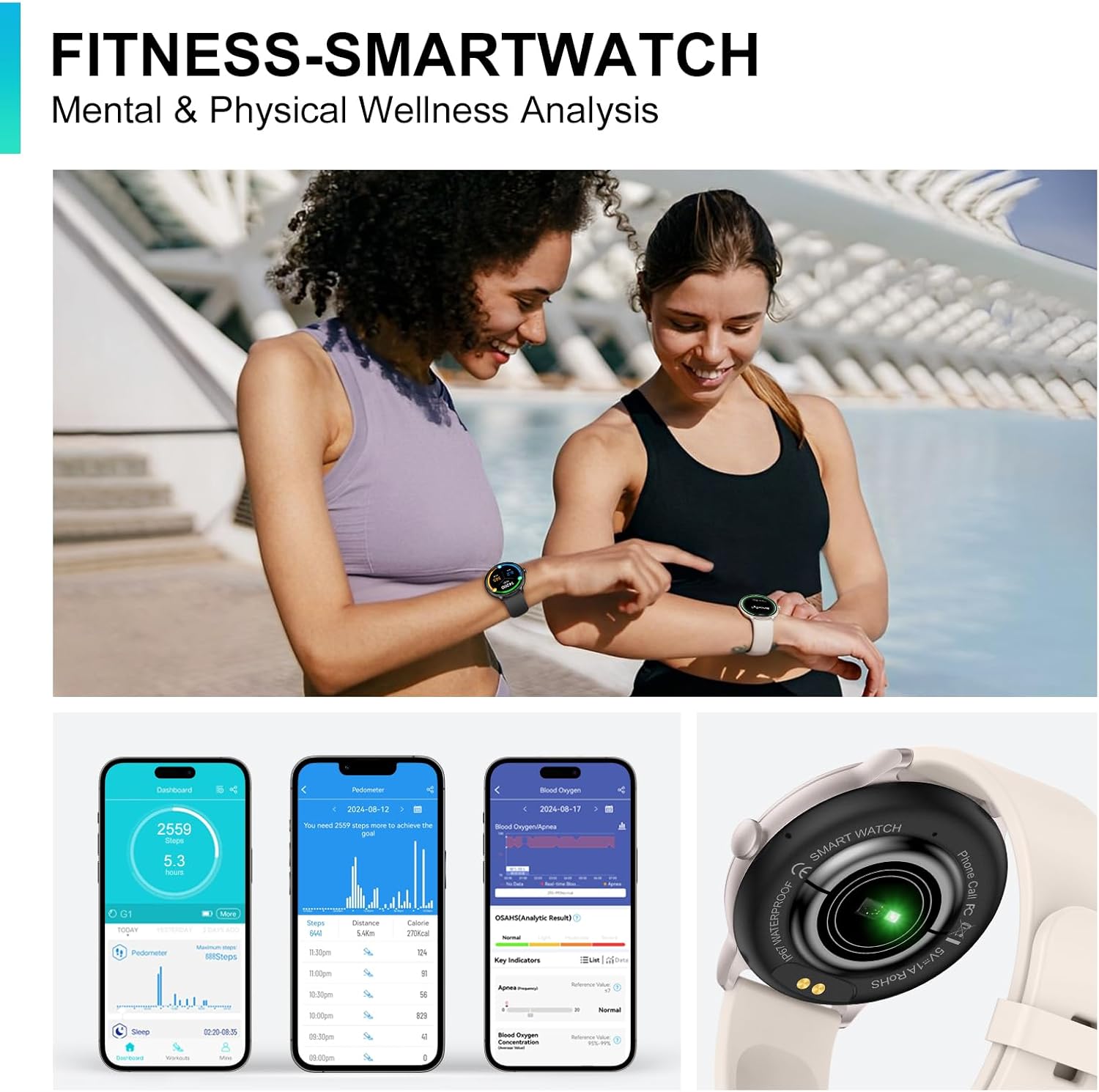 Smart Watch, 1.43'' AMOLED Smart Watches for Men Women (Answer/Make Call), Fitness Tracker with Heart Rate/Sleep Monitor, IP68 Waterproof Activity Tracker, Pedometer for Android iOS - Image 4