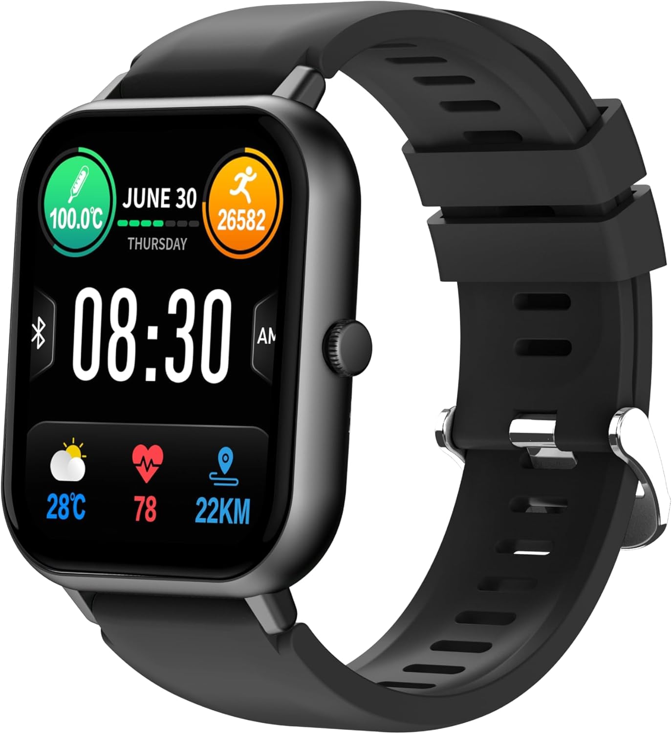 Smart Watch,Health Fitness Tracker Watch for Women Men with 24/7 Heart Rate Blood Pressure Monitor Sleep Tracker 128 Exercise Modes Calorie Counter Pedometer Waterproof for Android iOS ZL54(SpaceGray) - Image 2