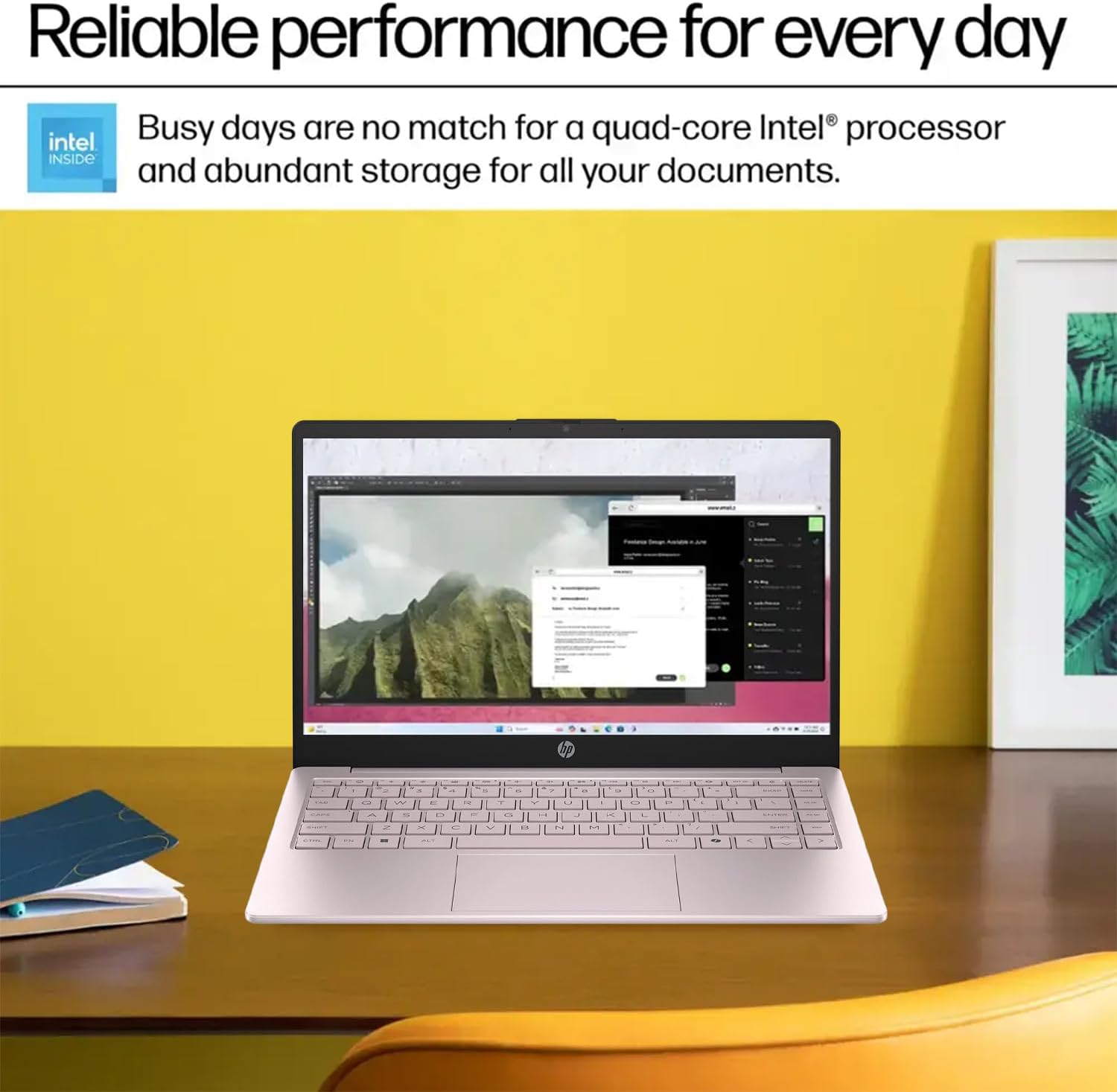 HP 14 Ultrabook • Back to School Limited Edition w/Microsoft 365 • Intel 4-Core CPU • 8GB RAM • 1.6TB Storage (128GB OnBoard w/ 512GB Portable Drive + 1TB OneDrive) • Tranquil Pink • Win 11 - Image 6