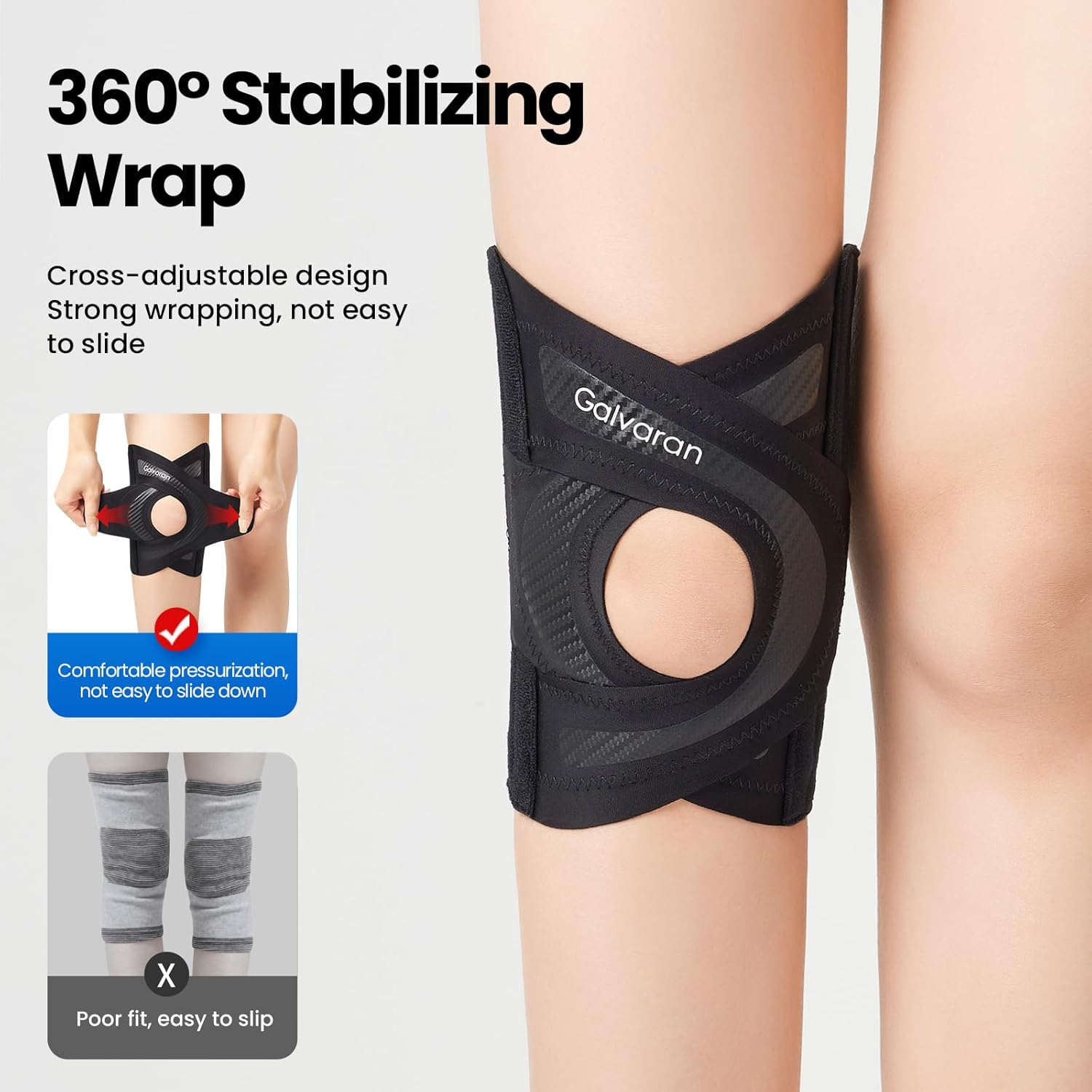 Galvaran Knee Brace for Women & Men, Relief Recovery Meniscus Tear, Arthritis Pain, ACL & MCL, Knee with Side Stabilizers,Adjustable Knee Support (Black, Medium) - Image 5