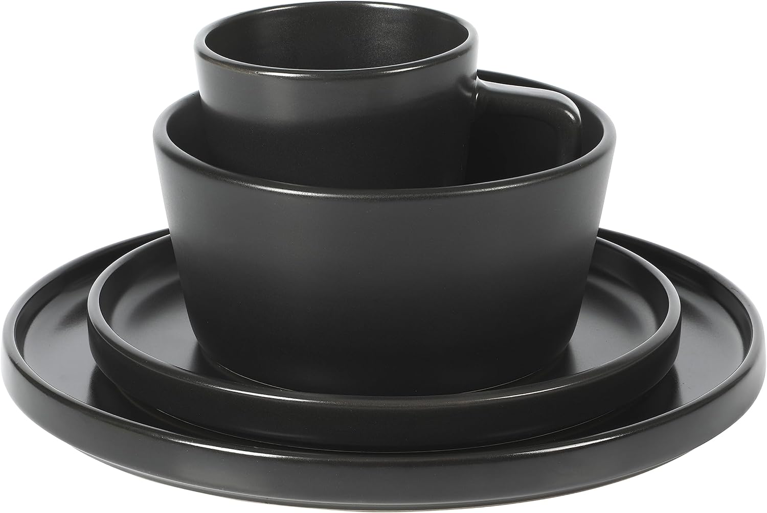 Gibson Soho Lounge Bowery 32 Piece Matte Black Stoneware Dinnerware Plates, Bowls, and Mugs Set - Service for 8 - Image 6