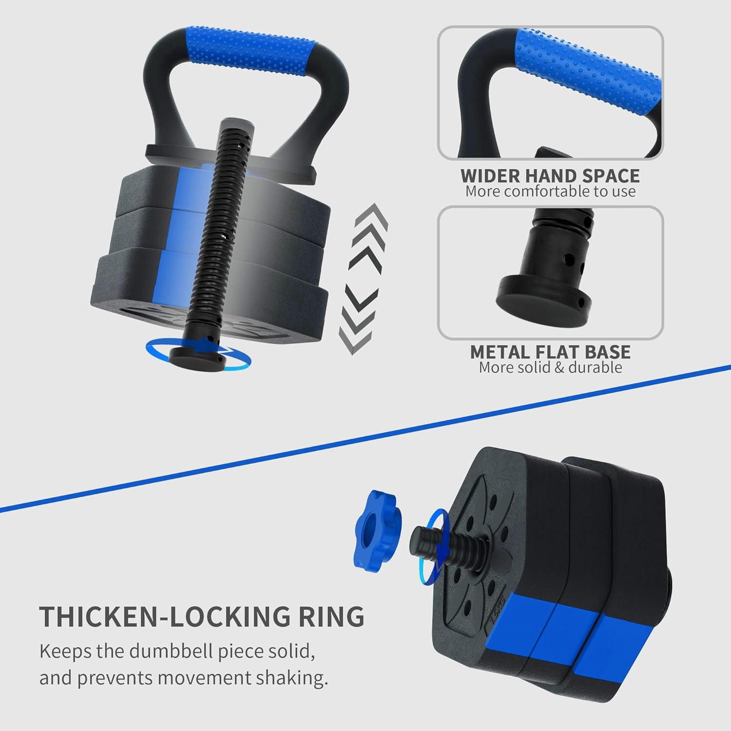 VIVITORY Dumbbell Sets Adjustable Weights, Free Weights with Connector, Non-Rolling Adjustable Dumbbell Set, Barbell for Home Gym, Hexagon, Cement Mixture - Image 5
