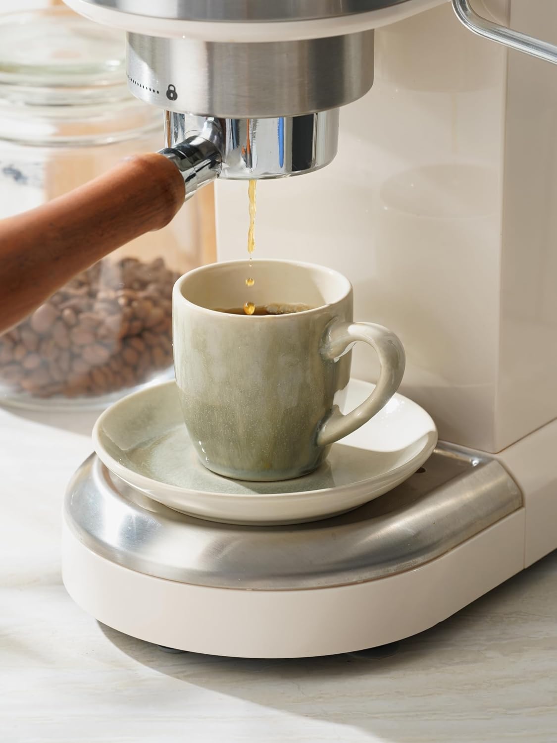 famiware Star 12 oz Catering Mugs Cup Set with Handle and Jupiter Espresso Cups and Saucers Set of 4 - Image 9