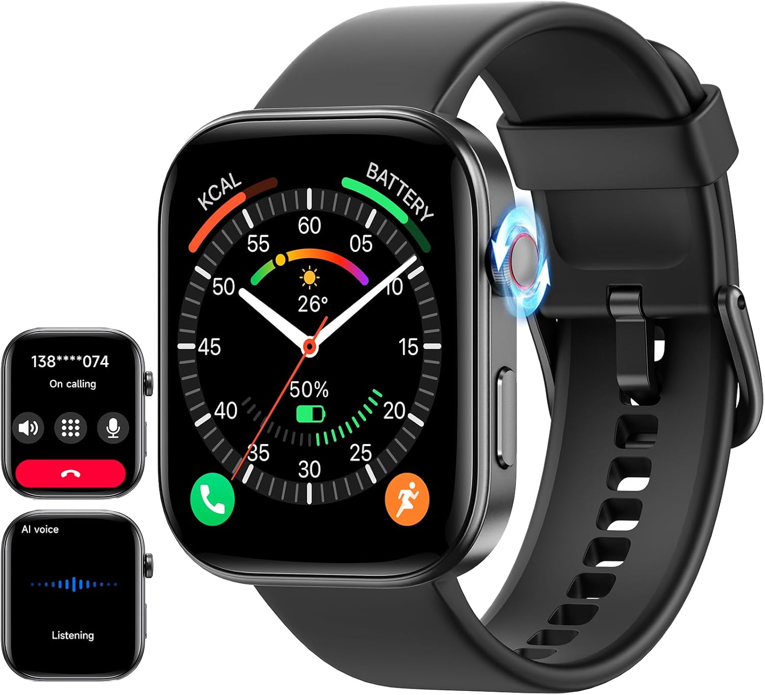 ENOMIR Smart Watch for Women iPhone & Android,1.99" AMOLED Screen 3ATM Waterproof Fitness Watch with Answer/Make Call AI Voice,24H-Heart Rate/SpO2/BP Monitor,120+ Sports Modes (Black) - Image 2