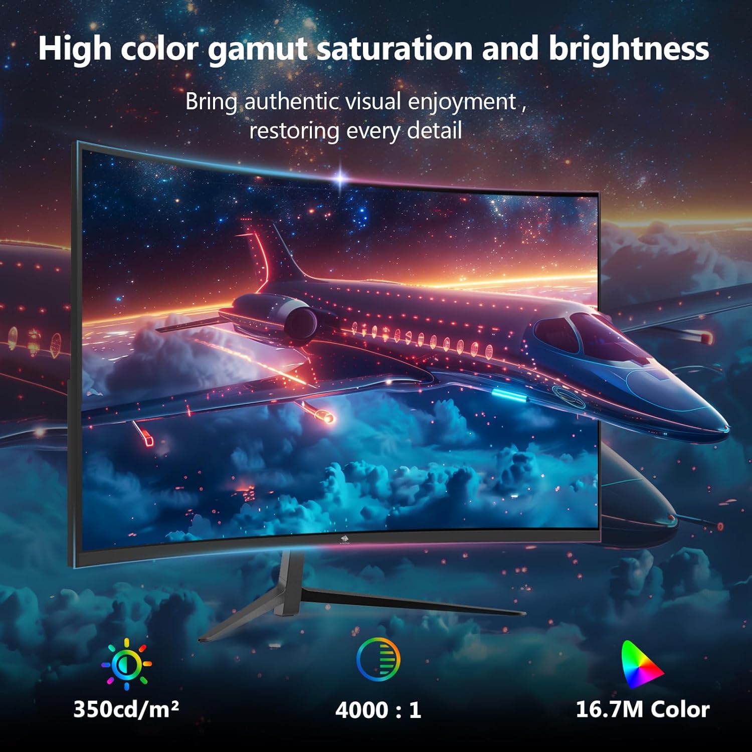 Z-Edge 27 inch Curved Gaming Monitor, FHD 1080P 280Hz Curved 1500R Computer Monitor, Ultra-Fast MPRT 1ms Monitor, 350nits, 16.7M Colors, 4000:1 Contrast, UG27P 2X DP 1.2 Ports and 2X HDMI 2.0 Ports - Image 6