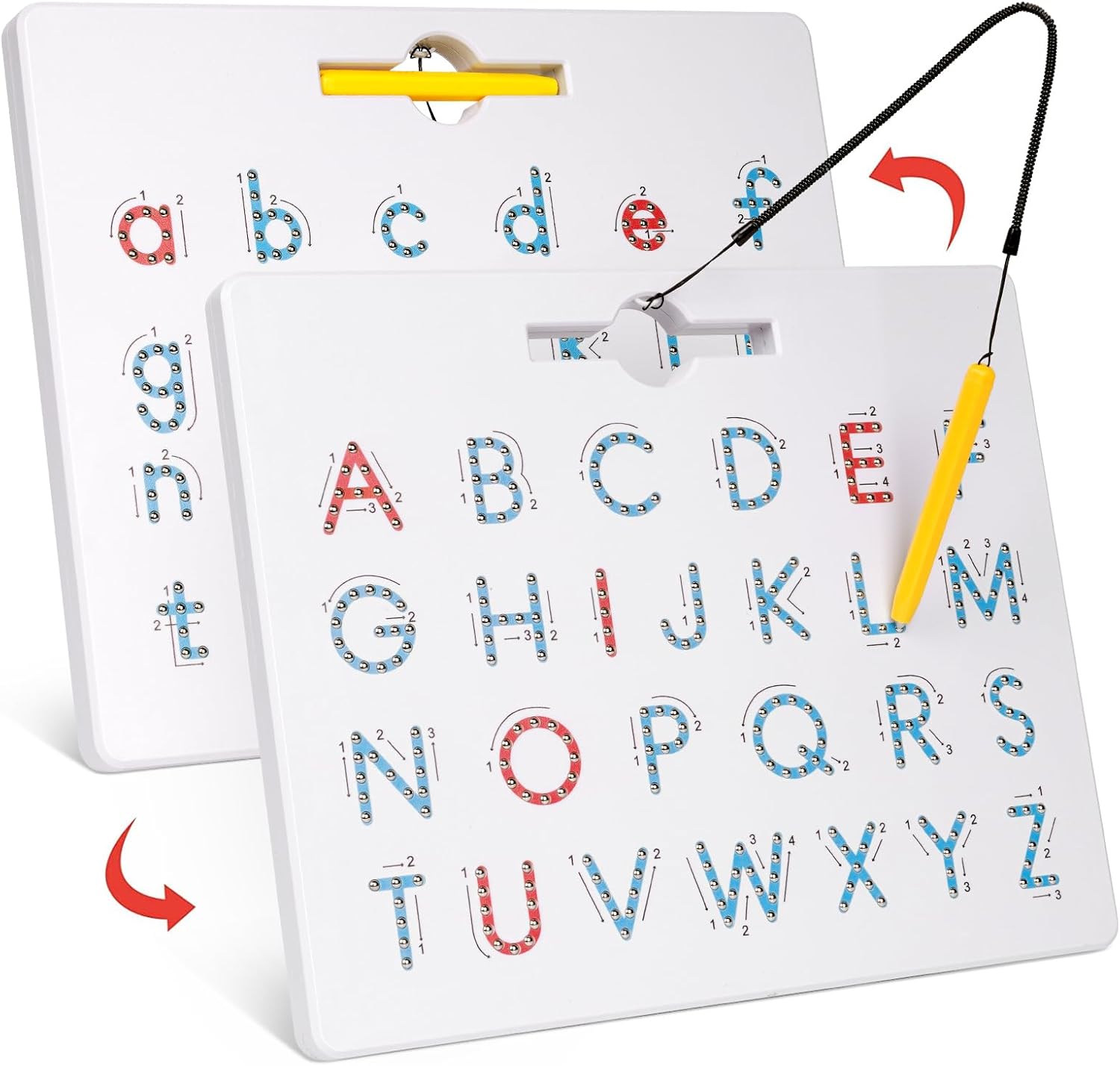 GAMENOTE Double Sided Magnetic Letter Board - 2 in 1 Alphabet Magnets Tracing Board for Toddlers ABC Letters Uppercase & Lowercase Practicing Learning Education Toys - Image 2