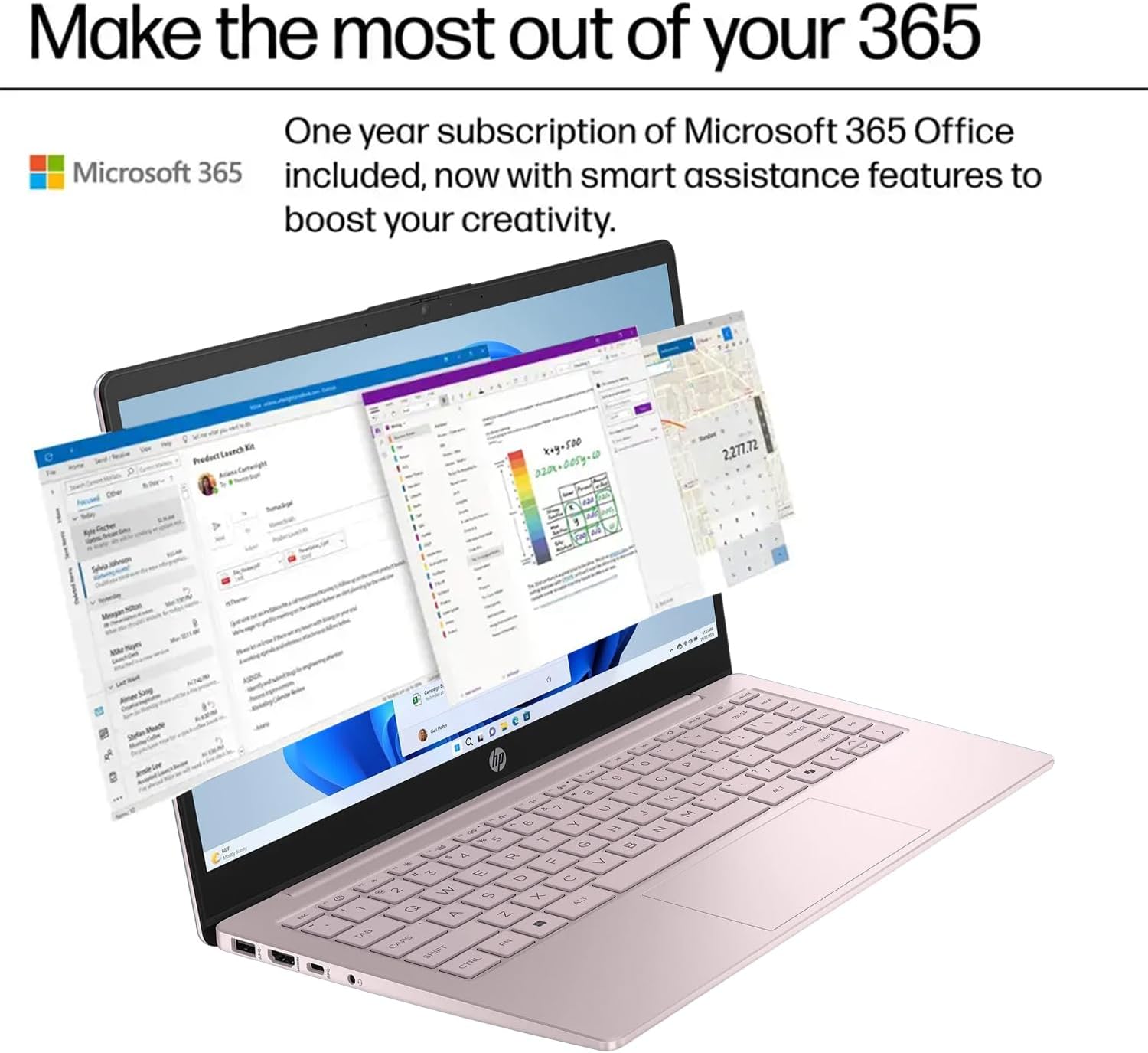 HP 14 Ultrabook • Back to School Limited Edition w/Microsoft 365 • Intel 4-Core CPU • 8GB RAM • 1.6TB Storage (128GB OnBoard w/ 512GB Portable Drive + 1TB OneDrive) • Tranquil Pink • Win 11 - Image 8
