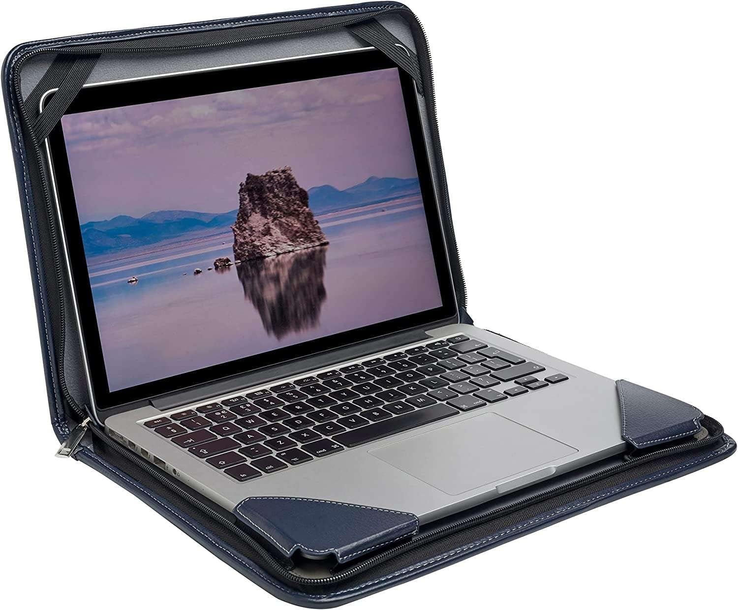 Blue Leather Laptop Messenger Case - Compatible with Jumper EZbook X3 13.3" Laptop - Image 4