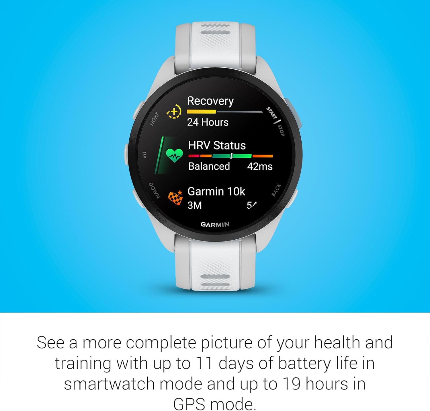 Garmin Forerunner 165, Running Smartwatch, Colorful AMOLED Display, Training Metrics and Recovery Insights, Whitestone - Image 6