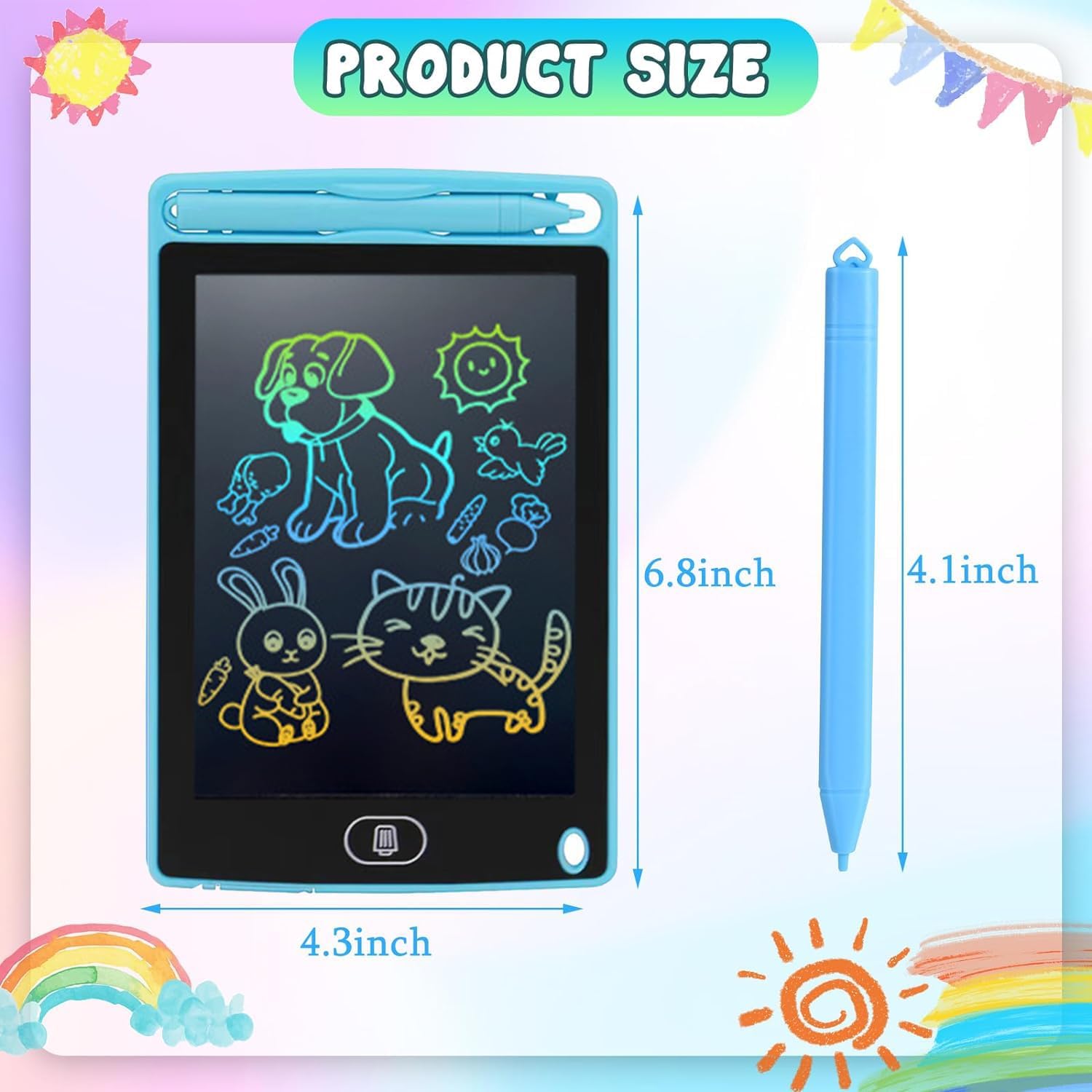 12 Pack LCD Writing Tablet for Kids 6.5 inch, Colorful Drawing Board with One-Click Erase, Lock, and Stylus, No Blue-ray Screen, Drawing Pad Toy for Ages 3-12 Boys and Girls Gifts (Pink, Blue, Black) - Image 2