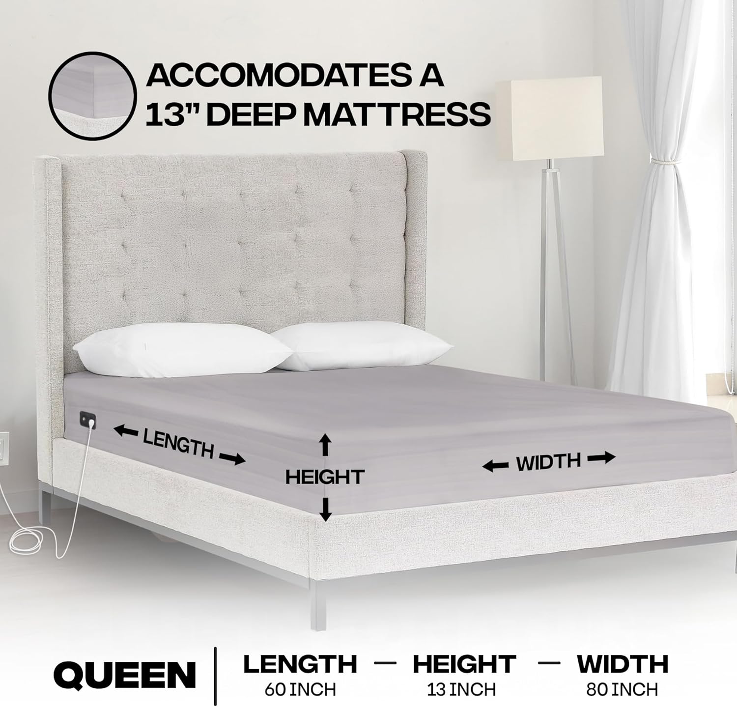 Earthbound Grounding Sheets Queen - 95% Organic Cotton, 5% Pure Silver Fiber - Fitted Well Deep Pocket Grounded Bed Sheet - Improve Sleep with Our Grounded Bed Sheet Kit - (Queen, Gray) - Image 4