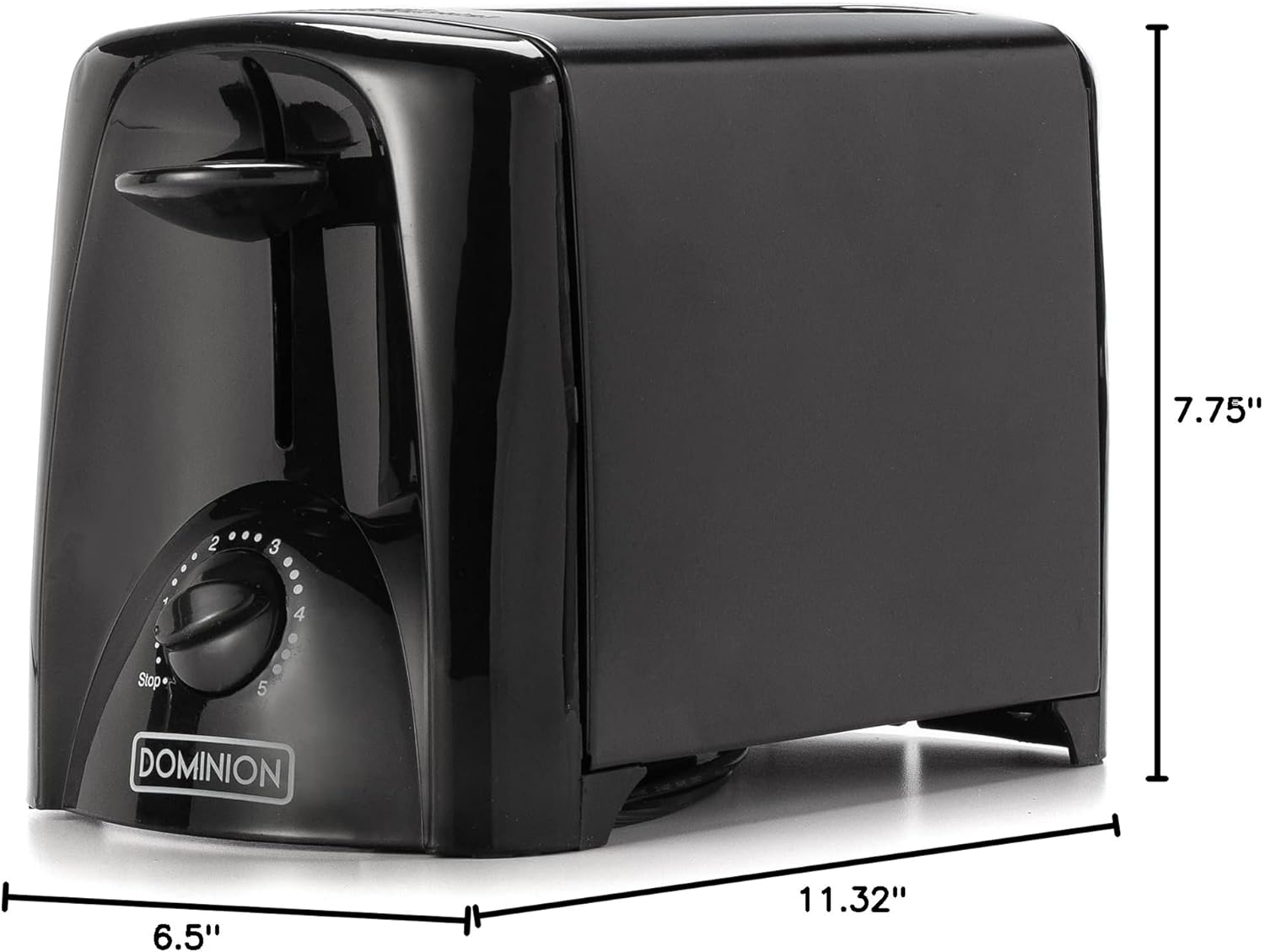 Dominion 2-Slice Toaster with Shade Control, Slide-Out Crumb Tray, Auto-Shutoff, Toast Lift, Black - Image 7