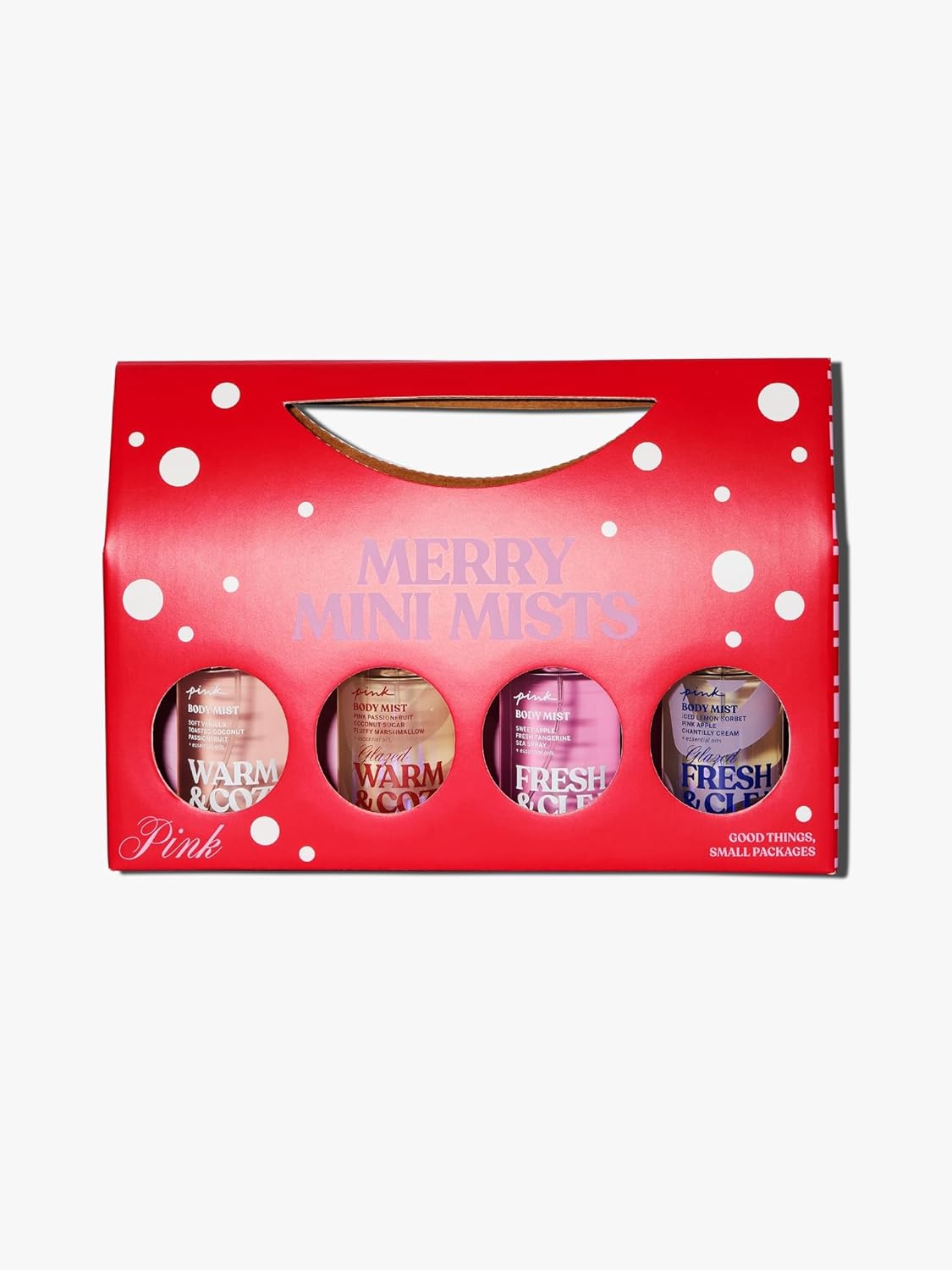 Victoria's Secret PINK 4 Piece Merry Mini Mists Gift Set: Warm & Cozy and Fresh & Clean, Assorted Scents - Image 3