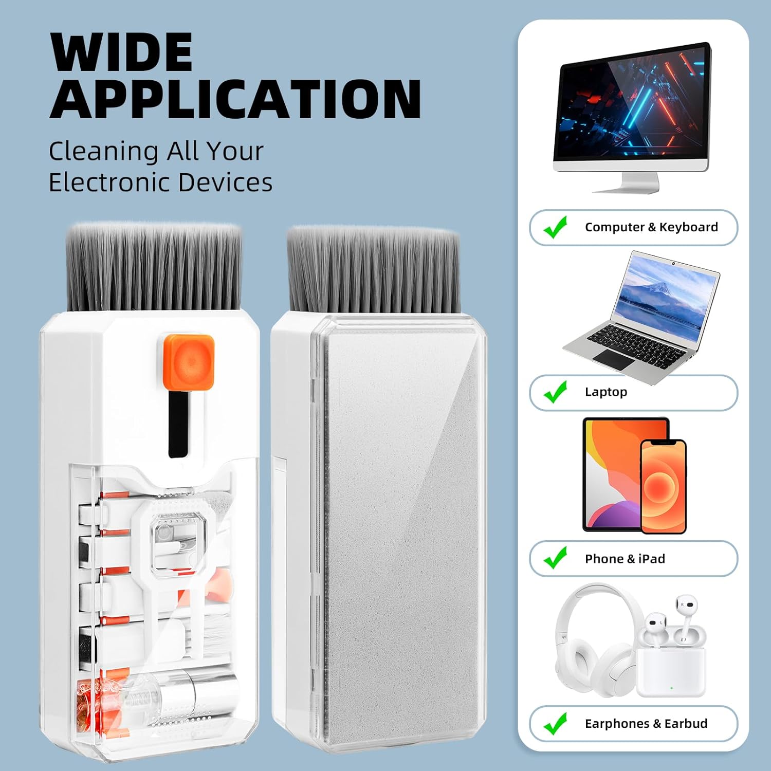 Keyboard Cleaning Kit Laptop Cleaner, 10-in-1 Computer Screen Cleaning Brush Tool, Multi-Function PC Electronic Cleaner Kit Spray for iPad iPhone Pro, Earbuds, Camera Monitor, All-in-one with Patent - Image 7