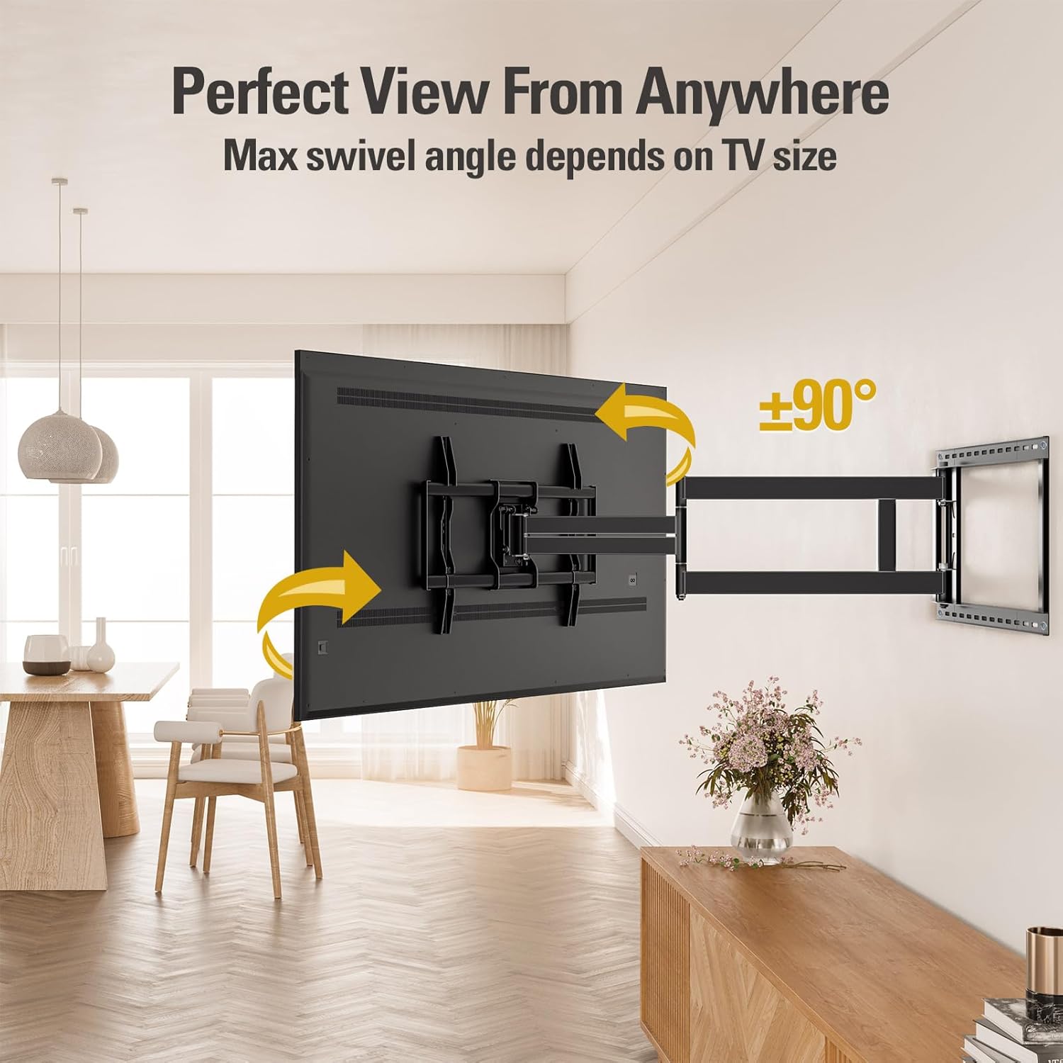 Mounting Dream Long Arm TV Wall Mount for Most 42-90 Inch TV, 40 Inch Extension TV Mount Swivel and Tilt, Full Motion Mount Fits Max VESA 800x400mm, 150 lbs. Loading, 16”,18”, 24” Studs - Image 5