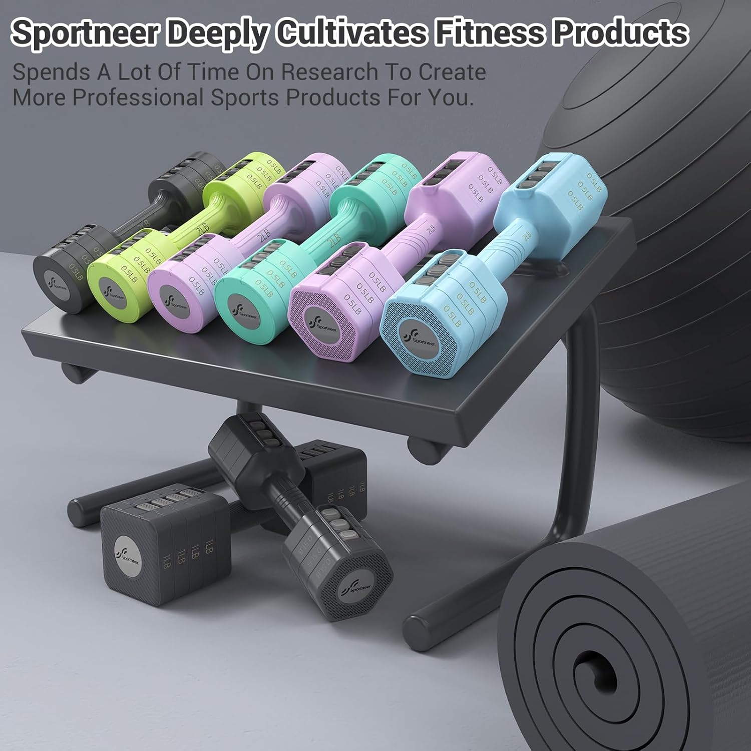 Adjustable Dumbbells Hand Weights Set: Sportneer 5 in 1 Weight Adjustment 10 LB Dumbbells Set of 2 Free Weights Fast Adjust Dumbbell Weight Set for Women Men Home Gym Exercise Workout Strength - Image 9