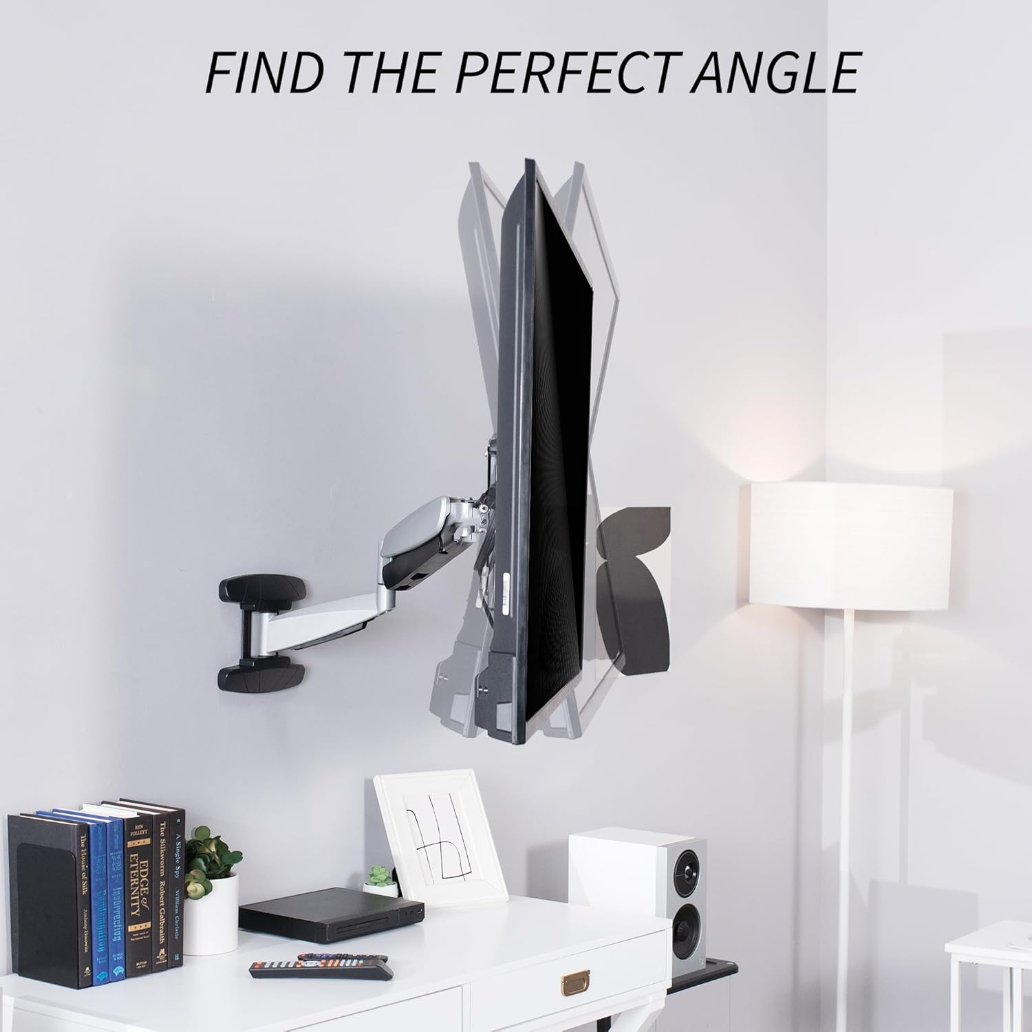 VIVO Counterbalance 40 to 70 inch LCD LED Plasma Screen TV Wall Mount, Above Fireplace Height Adjustable Pneumatic Spring Fully Articulating Bracket, Silver, MOUNT-VW03G - Image 9