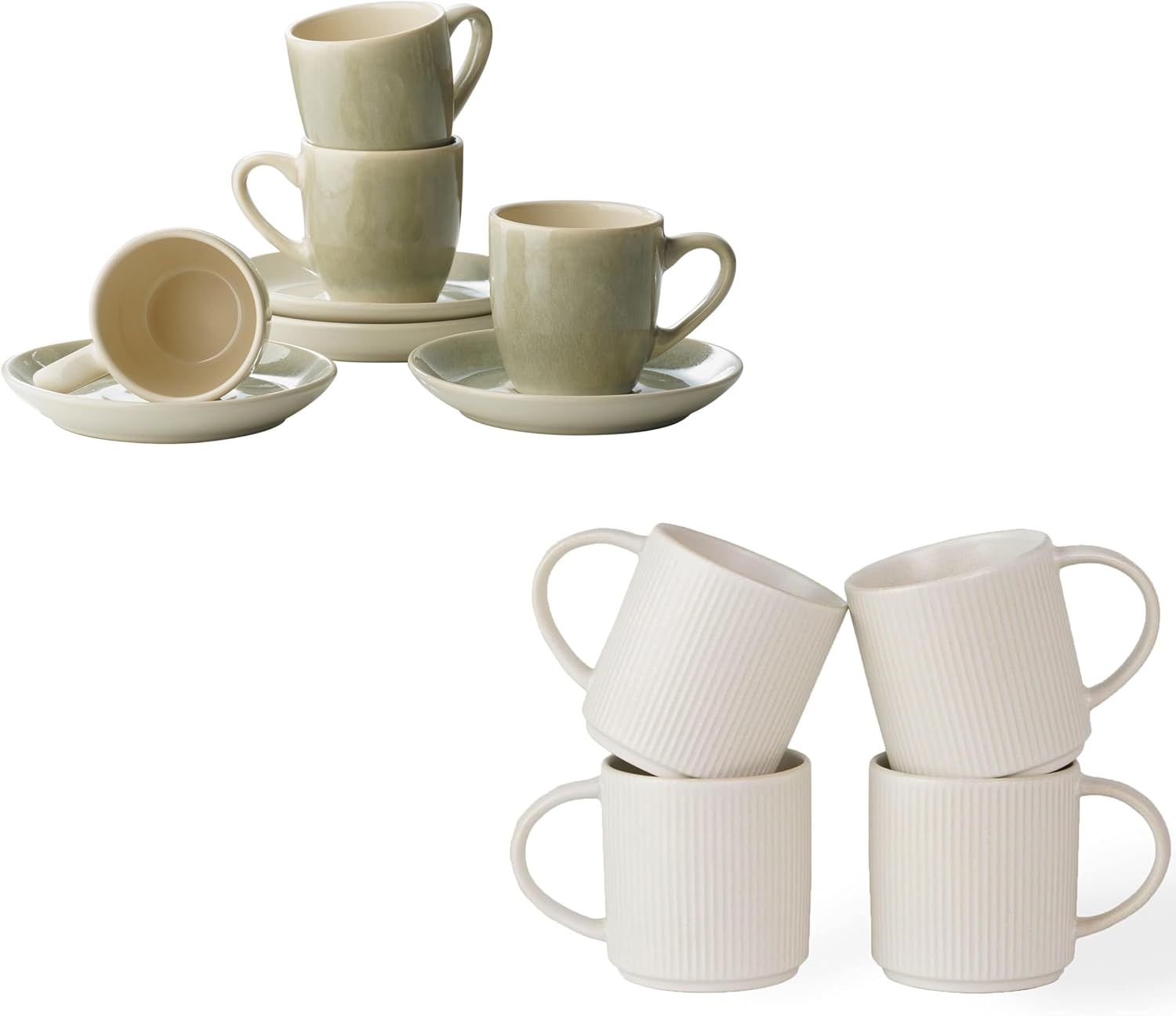 famiware Star 12 oz Catering Mugs Cup Set with Handle and Jupiter Espresso Cups and Saucers Set of 4 - Image 2