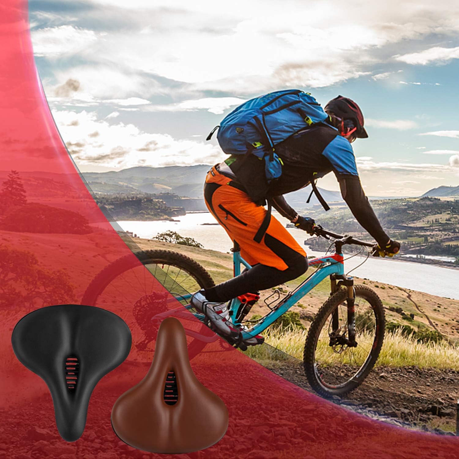 Comfortable Seat Cushion for Men Women with Dual Shock Absorbing Ball Memory Foam Wide Bicycle Saddle Fit for City Bikes MTB - Image 7