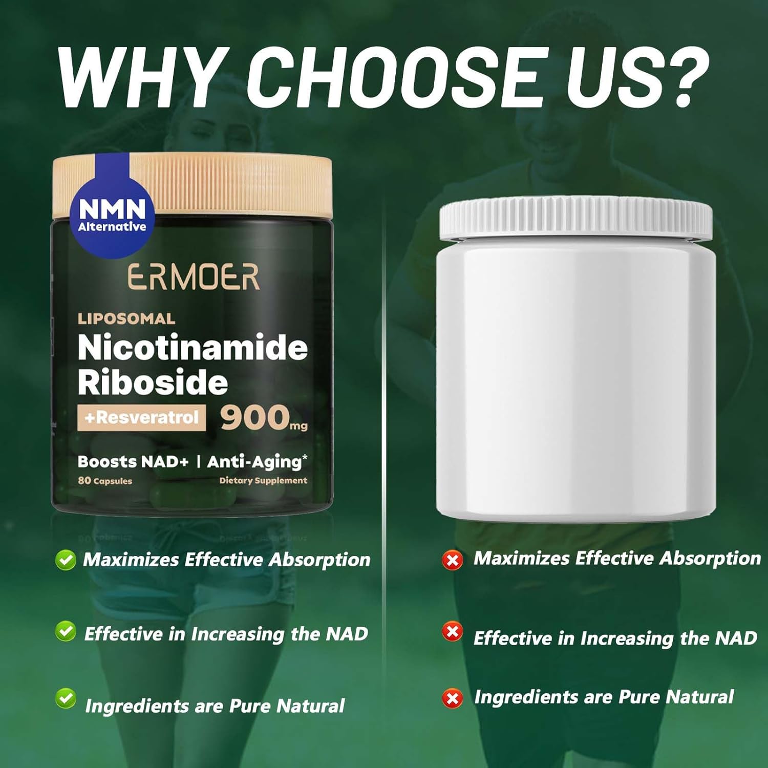 NAD Resveratrol Supplement, NAD Nicotinamide Riboside Resveratrol 900mg, Liposomal NAD+ Supplements for Women & Man, NMN Supplement Alternative for Anti-Aging, Energy (80 Capsules) - Image 6