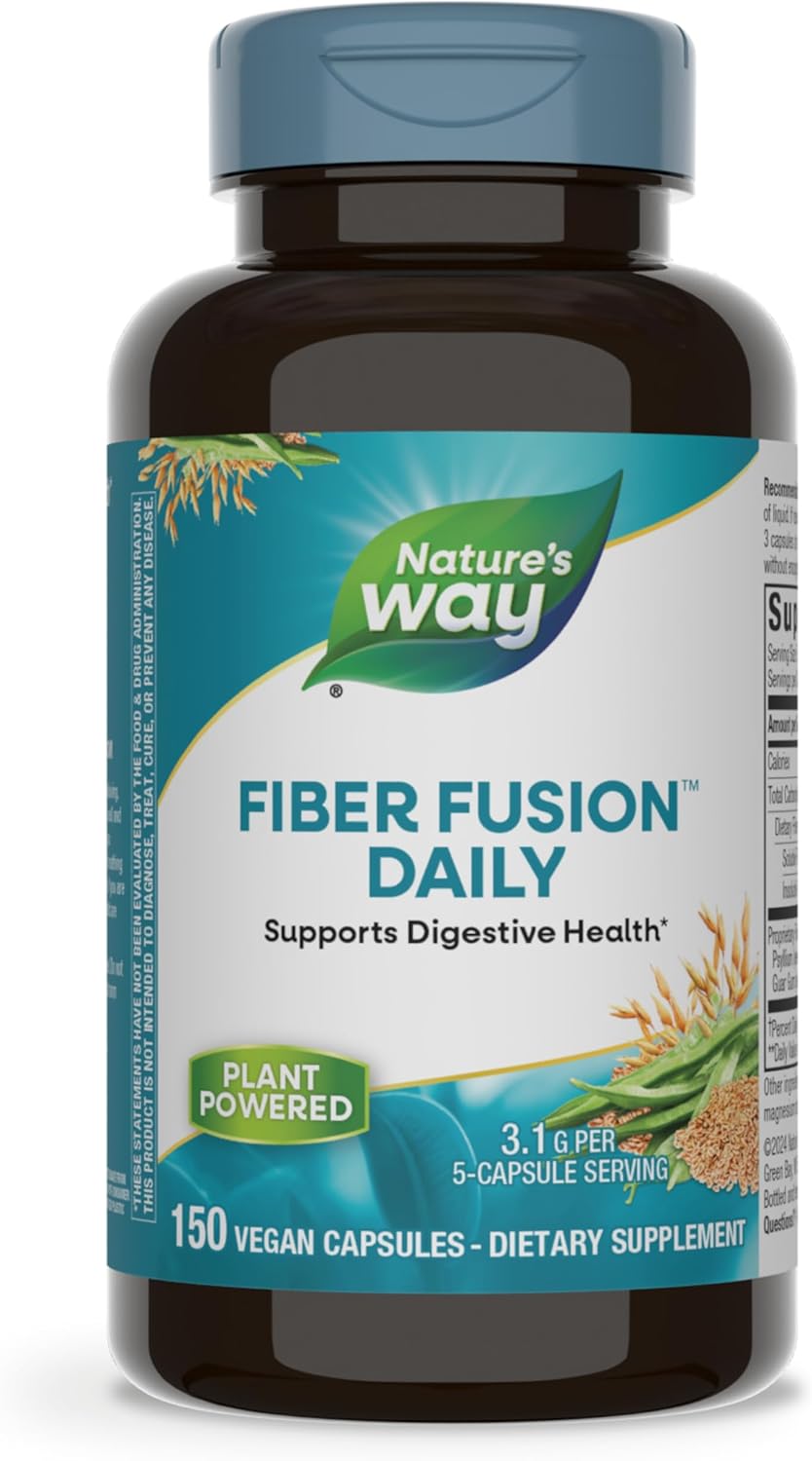 Nature's Way Fiber Fusion Daily, with Psyllium Husk, Oat Bran, Guar Gum, Pectin, Digestive Health Support*, Vegan, 150 Capsules (Packaging May Vary) - Image 2