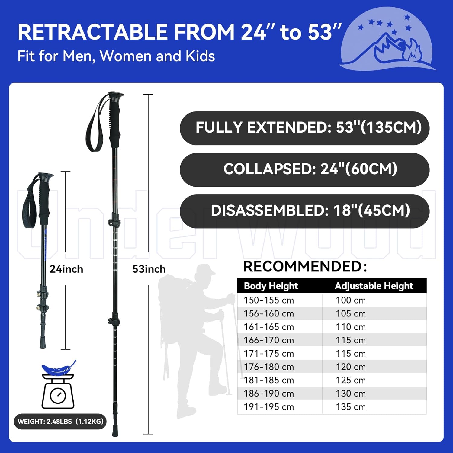 Collapsible Trekking Poles for Hiking 4 Pack - Adjustable Aluminum Hiking Poles, Lightweight Nordic Walking Sticks for Women, Men, Seniors, Kids, Hiking Sticks for Backpacking by Underwood Aggregator - Image 7