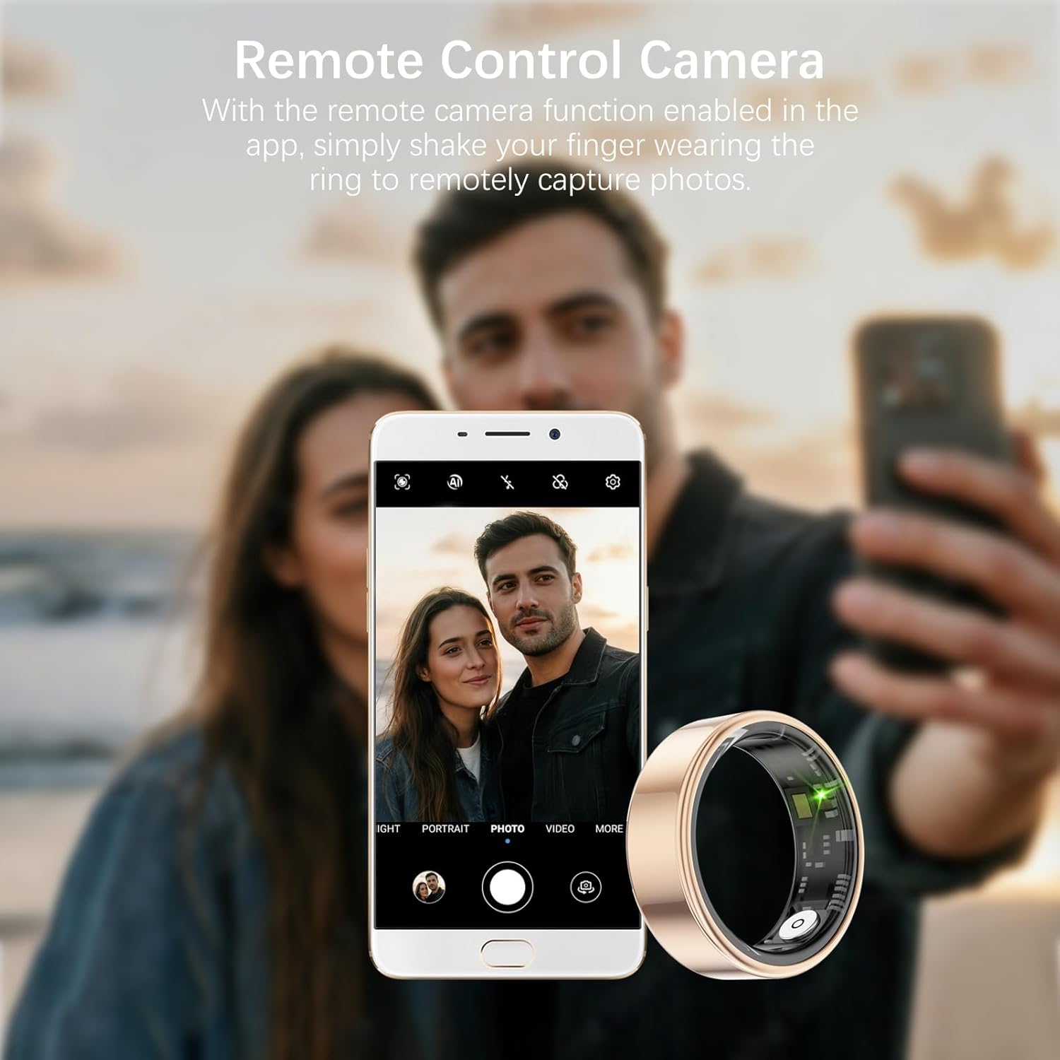 Health Rings for Women Men, Smart Ring with Heart Rate,Blood Oxygen, Blood Pressure, Sleep Tracker, Step Tracker, No Subscription Fee, IP68 Waterproof Smart Ring for iphone & Android (Gold, 7#) - Image 6