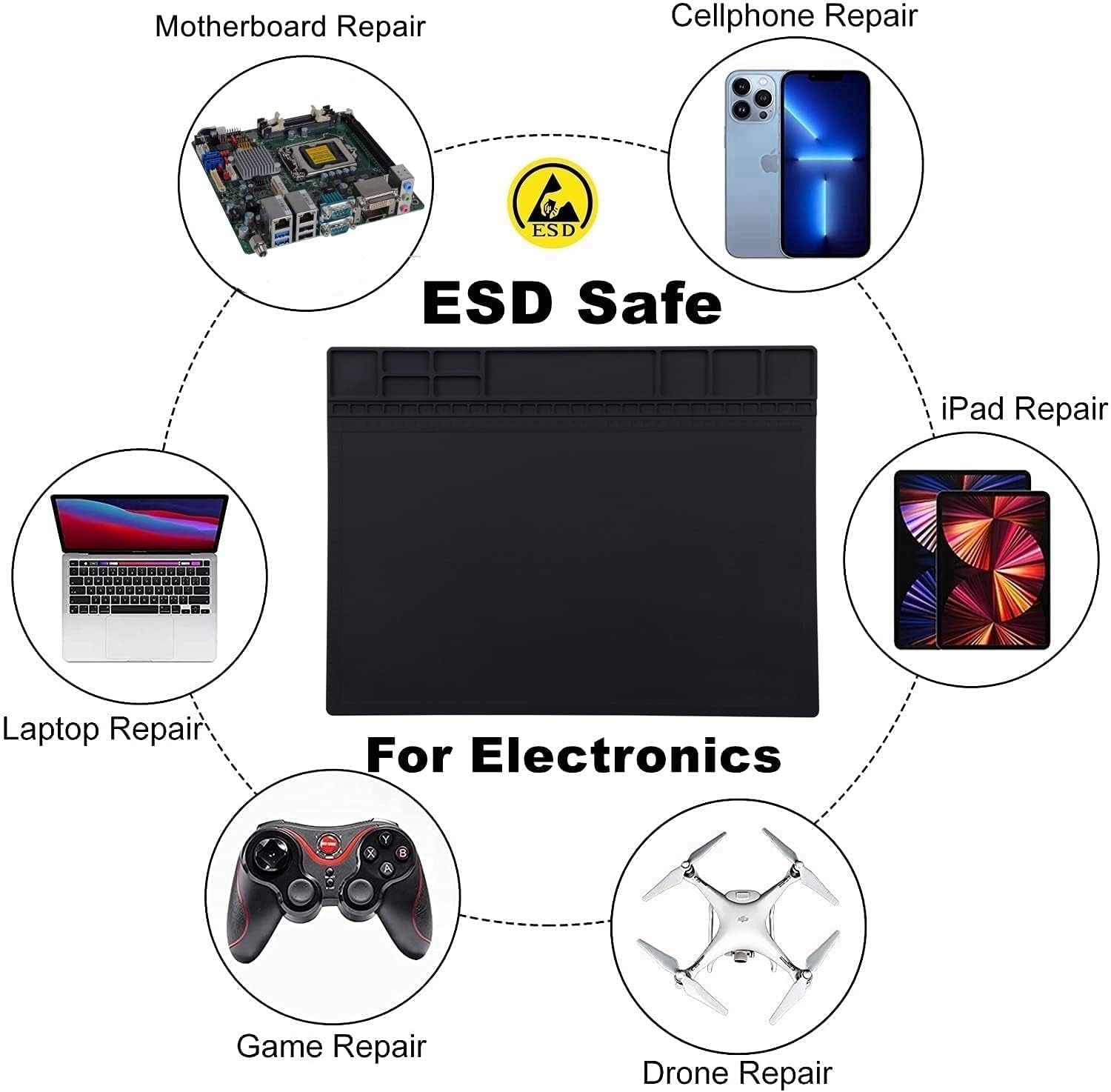 Premium Heat Resistant 932°F Anti Static Mat, HPFIX ESD Mat with Grounding Wire, Grounding Plug, and ESD Wristband, Silicone Soldering Repair Mat for Computer, PC Building, Eelectronics - Image 8