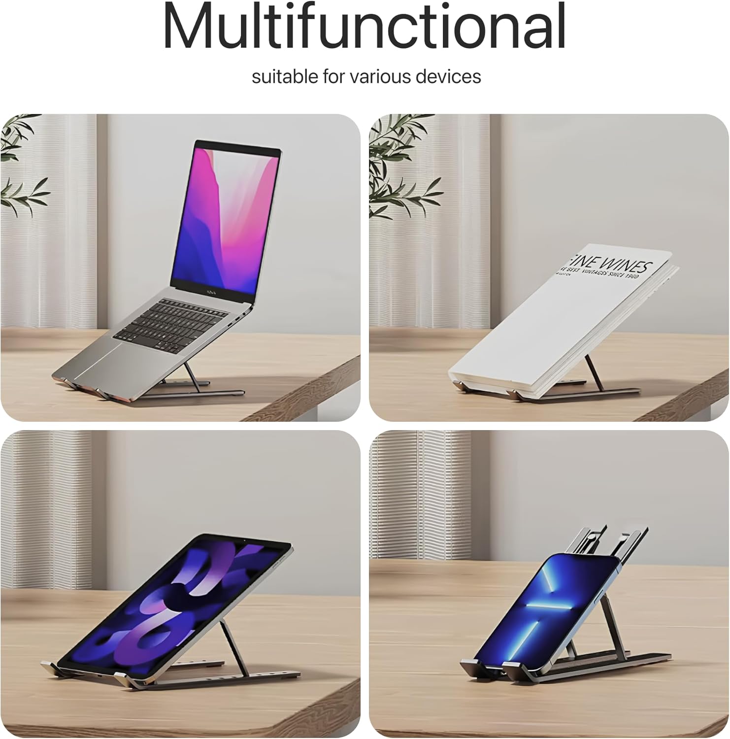 Adjustable Folding Laptop Stand for Desk — Portable Lightweight Laptop Riser for 10 to 15.6 Inch Devices, Ergonomic and Sturdy with 7 Adjustable Heights for Office, Home, and Travel, Black - Image 5