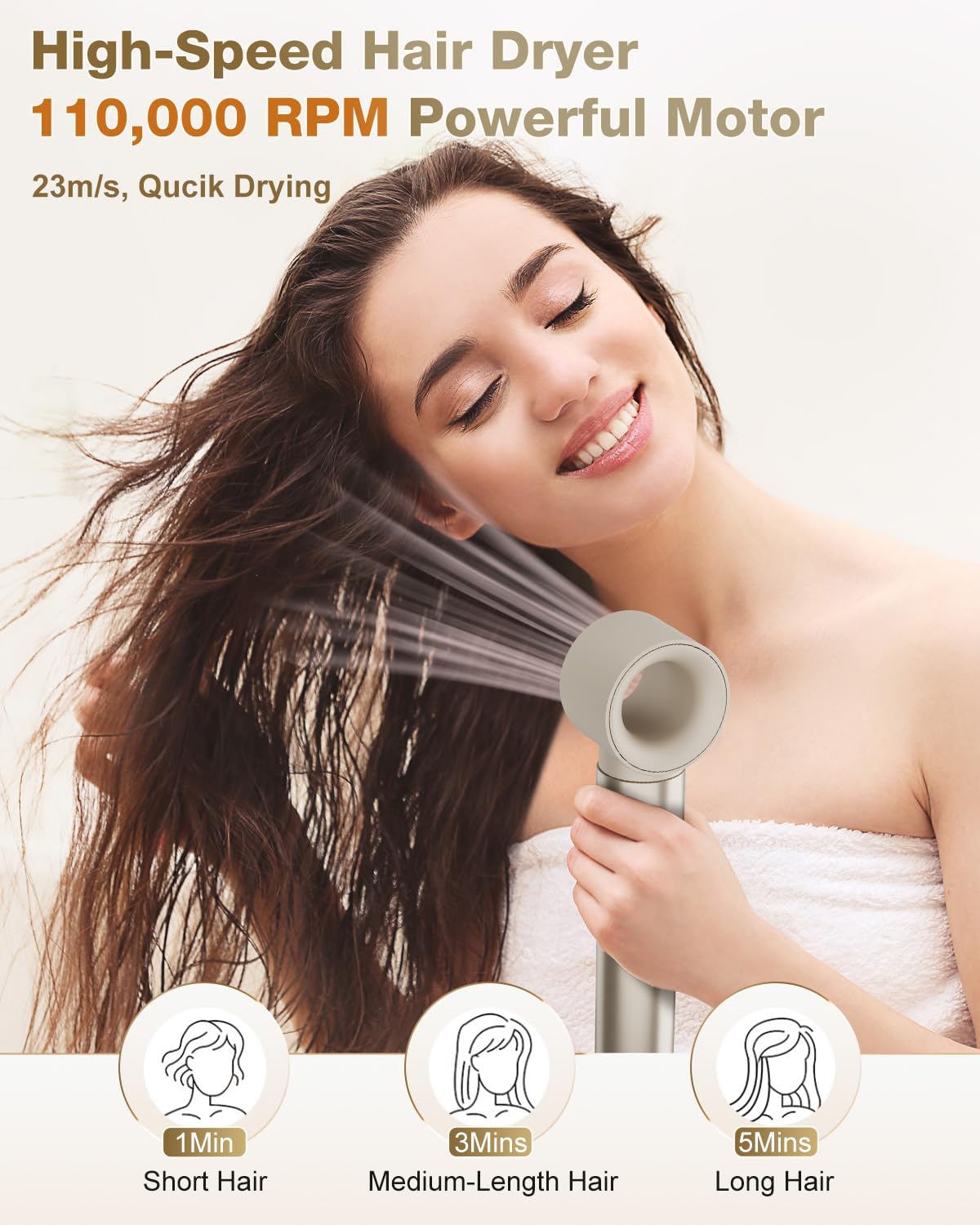 7MAGIC Hair Dryer Brush & 6 in 1 Hair Styler,110,000 RPM High-Speed Negative Ionic Hair Dryer Fast Drying, Multi Hair Styler, Professional Blow Dryer Brush for Curling Volumizing Straightening Styling - Image 4