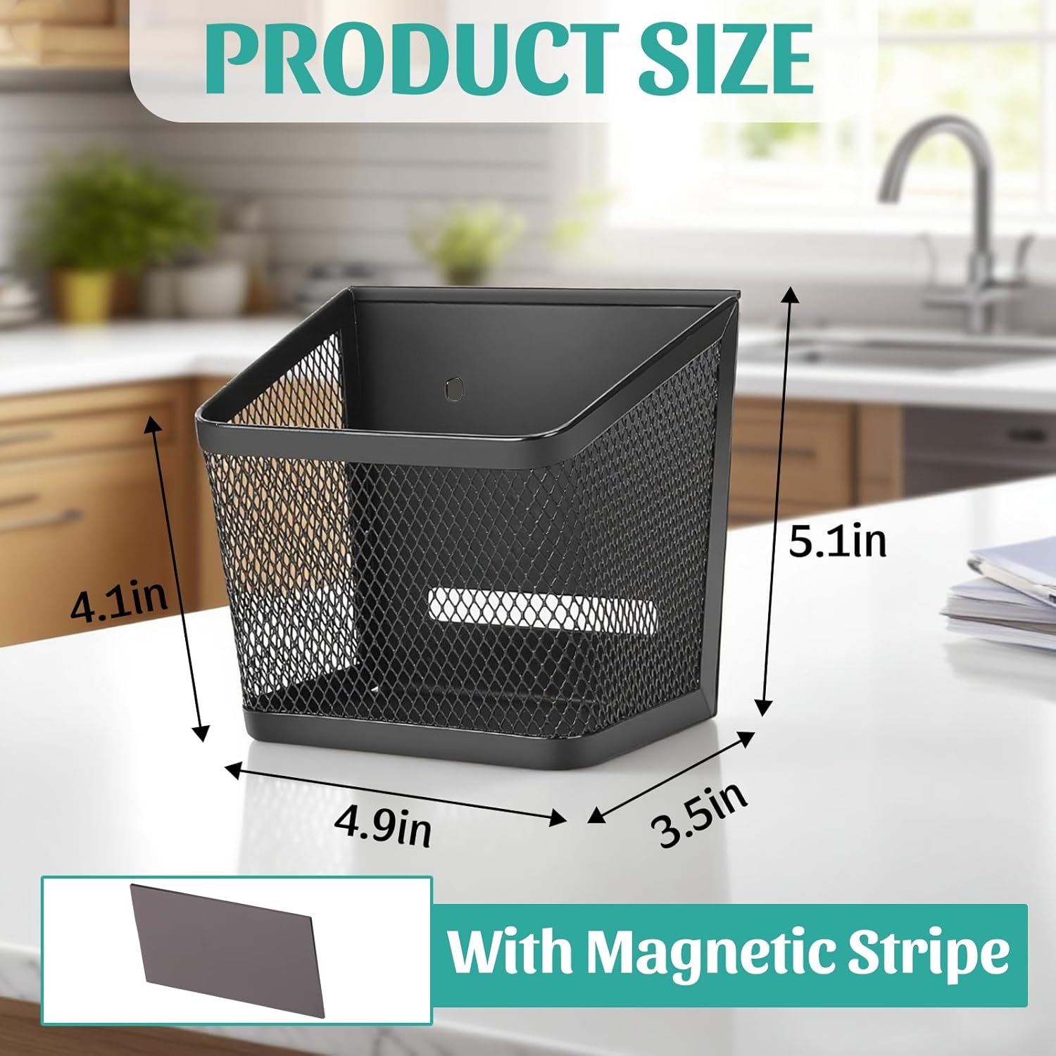 2 Pack Magnetic Spice Rack for Refrigerator and Oven Magnetic Fridge Basket Shelf Organizer for Kitchen Storage (Black) - Image 4