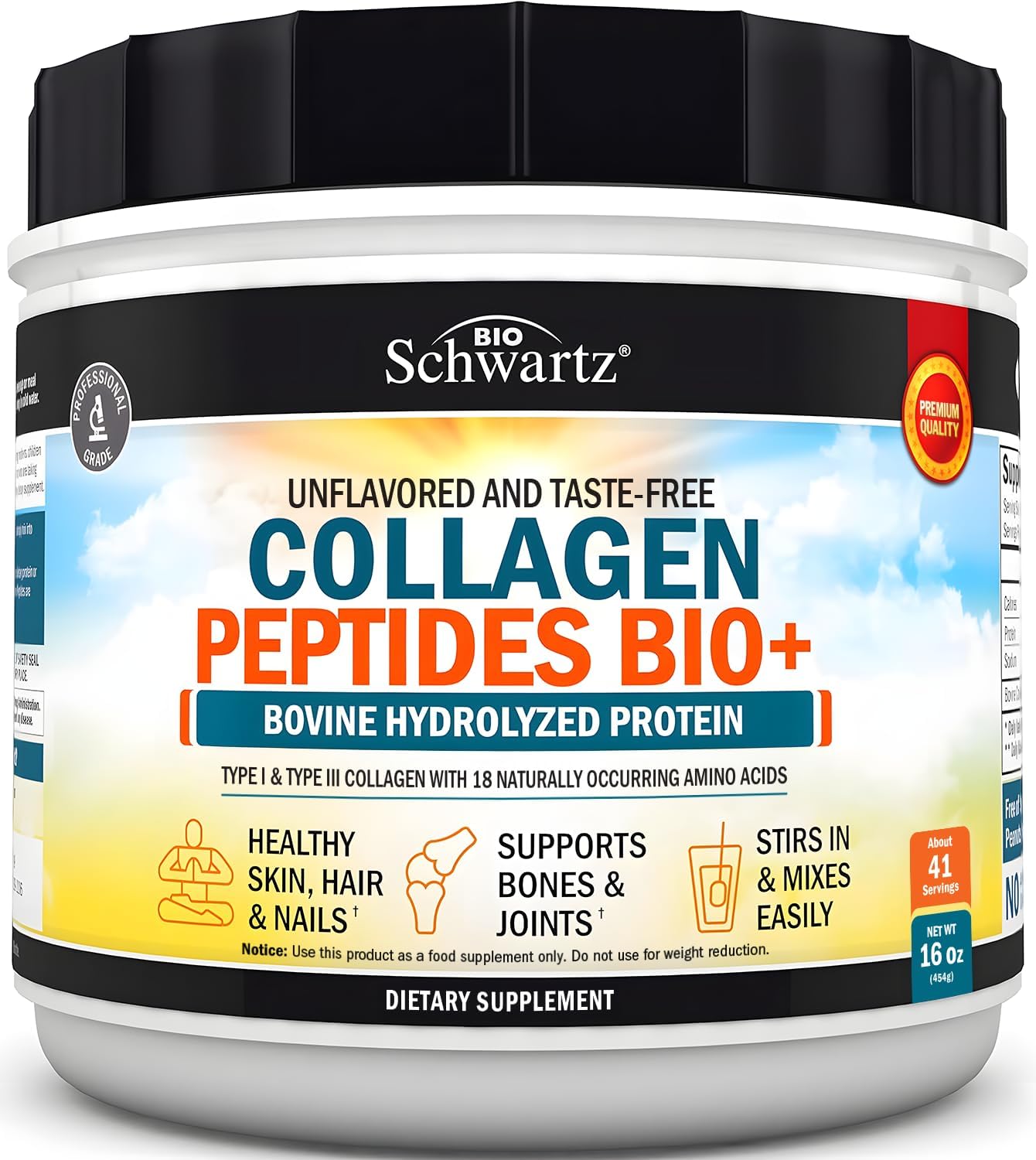 Multi Collagen Protein Powder for Men & Women - Grass Fed Collagen Peptides Powder for Women & Men with Types I & 3 plus Naturally Occurring Amino Acids - Hydrolyzed Easy to Mix & Unflavored (16oz) - Image 2