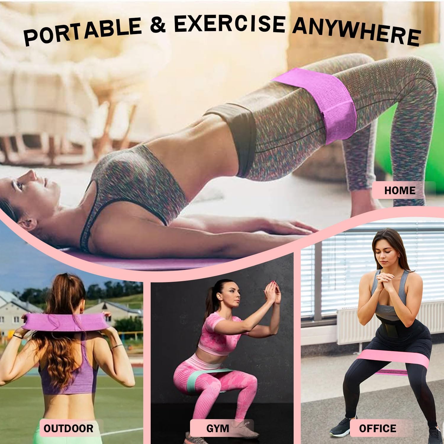 Non-Slip Fabric Resistance Bands for Working Out, Loop Exercise Bands for Booty Leg, Butt, Glute, Stretch Workout Bands for Women & Men, Hip Elastic Bands for Home Gym Fitness, Yoga, Pilates - Image 6