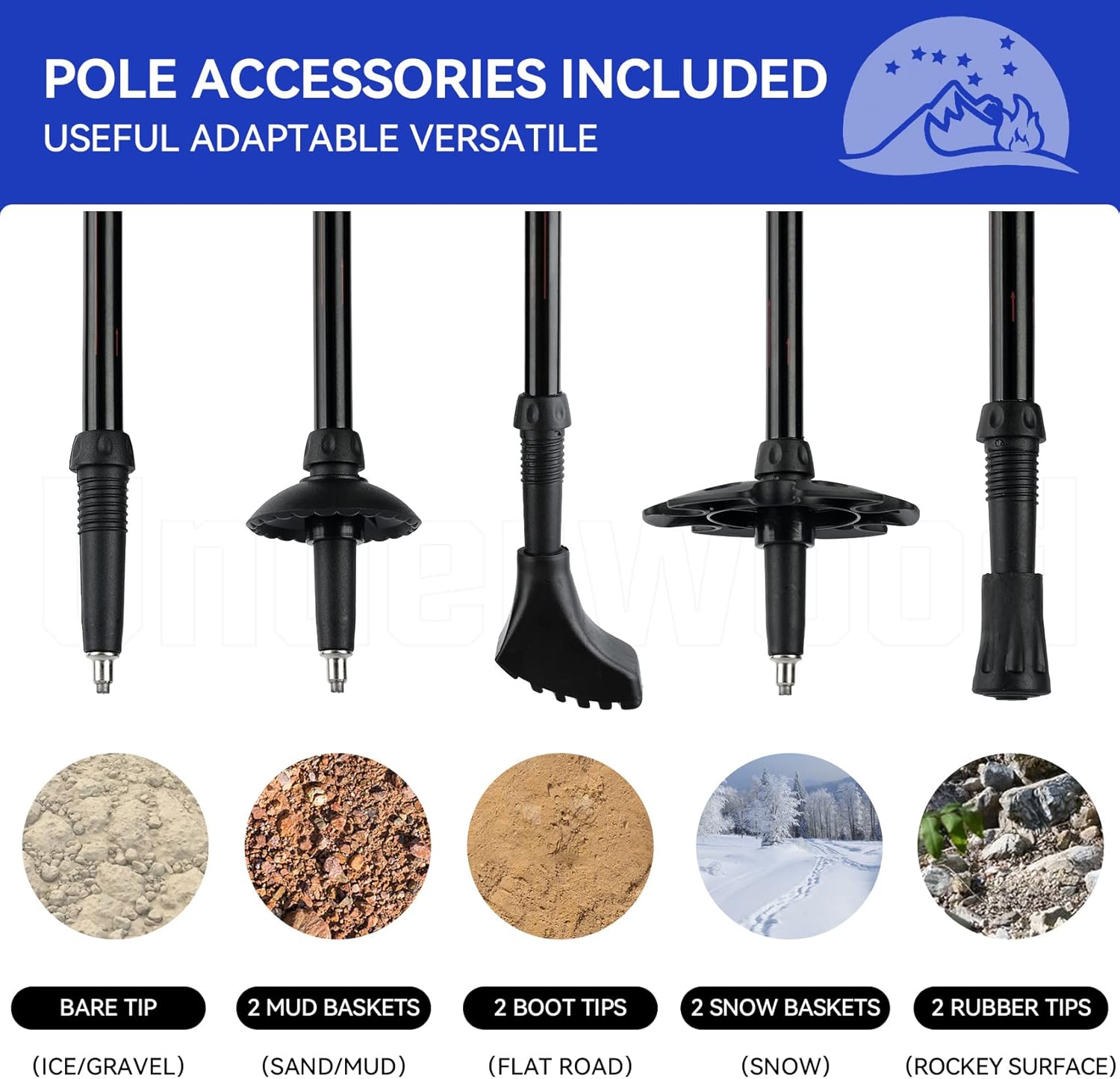 Collapsible Trekking Poles for Hiking 4 Pack - Adjustable Aluminum Hiking Poles, Lightweight Nordic Walking Sticks for Women, Men, Seniors, Kids, Hiking Sticks for Backpacking by Underwood Aggregator - Image 6