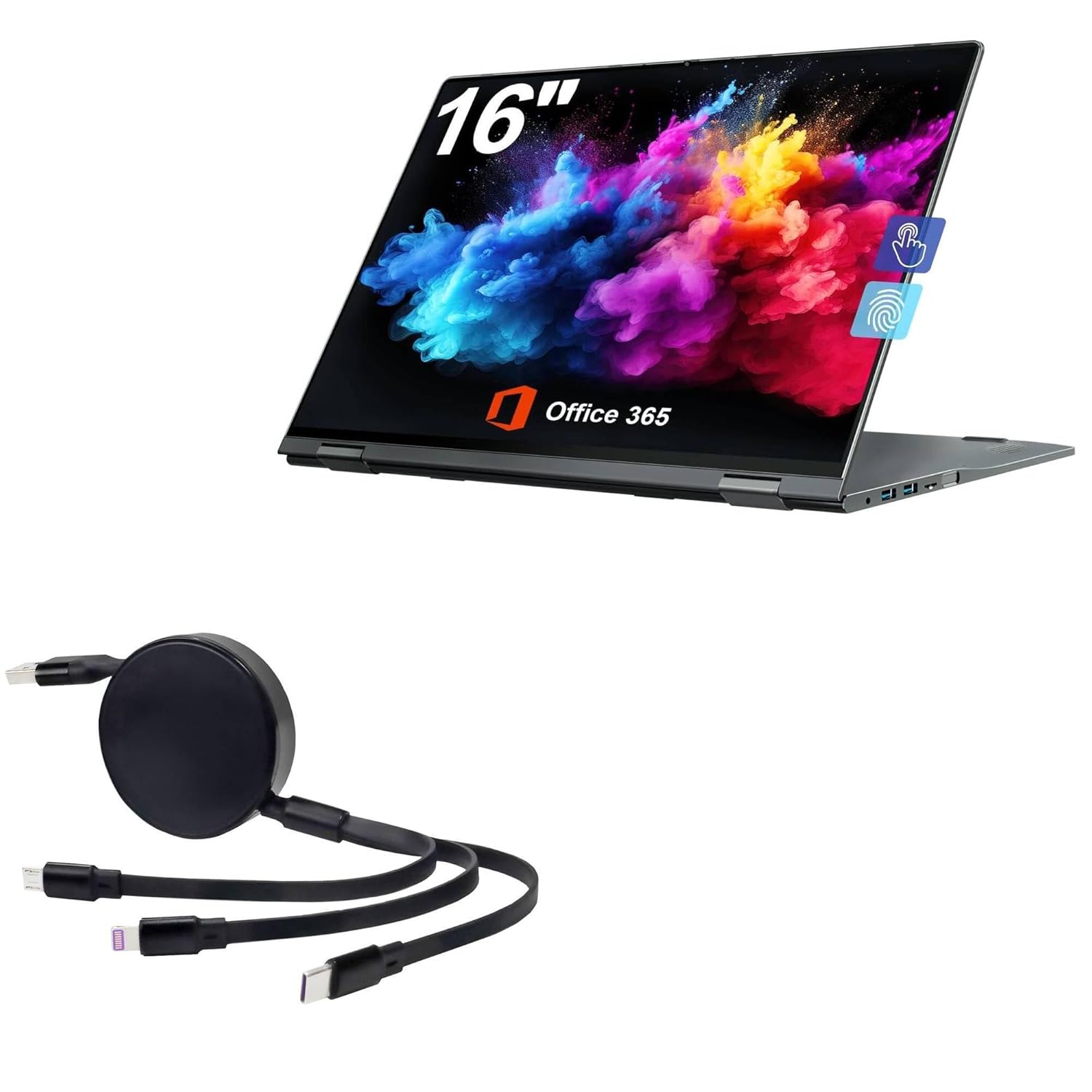 BoxWave Cable Compatible with Jumper J1 Convertible Laptop (16 in) - AllCharge PD miniSync (100W), Retractable High-Speed Charging Portable USB Cable - Jet Black - Image 2