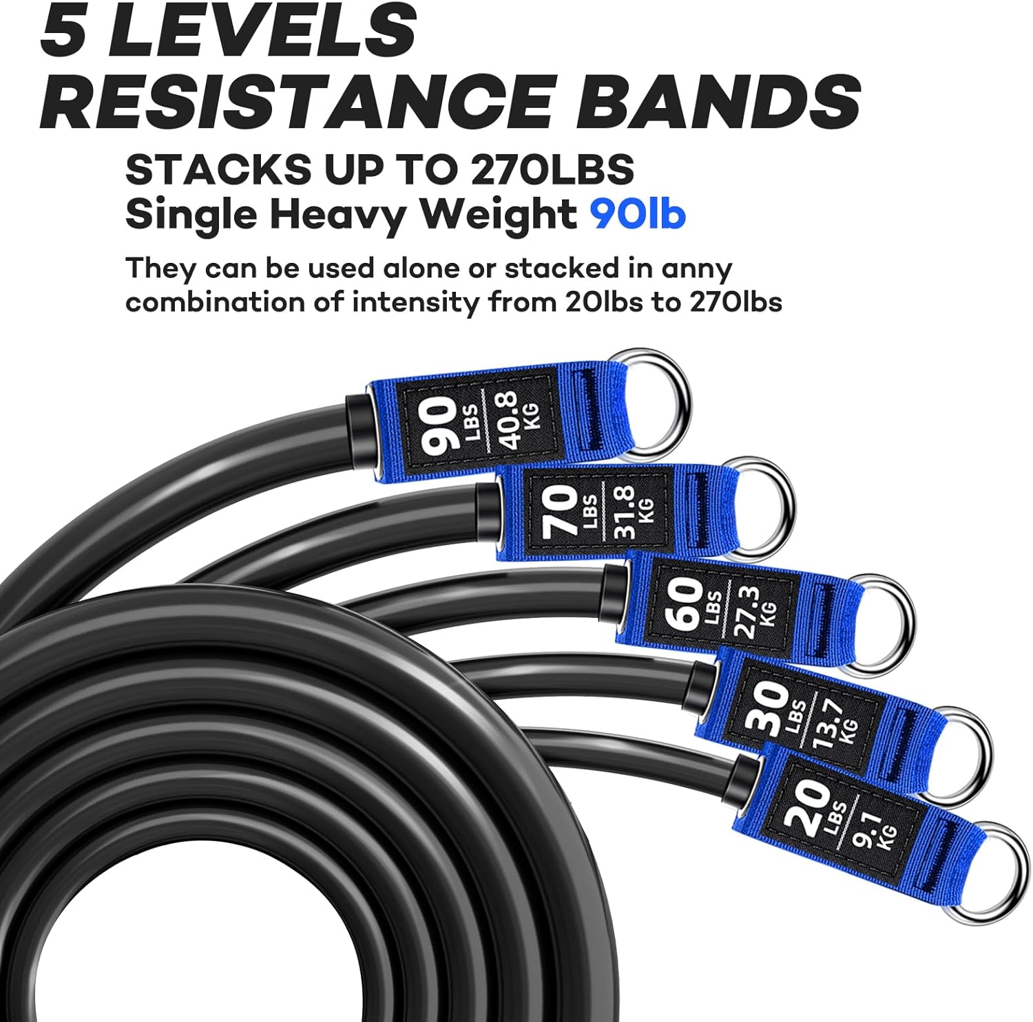 Heavy Resistance Bands for Working Out, NITEEN Resistance Bands with Handles Weight Exercise Bands for Men Women, Workout Bands with Door Anchor and Ankle Straps Strength Training Equipment - Image 3
