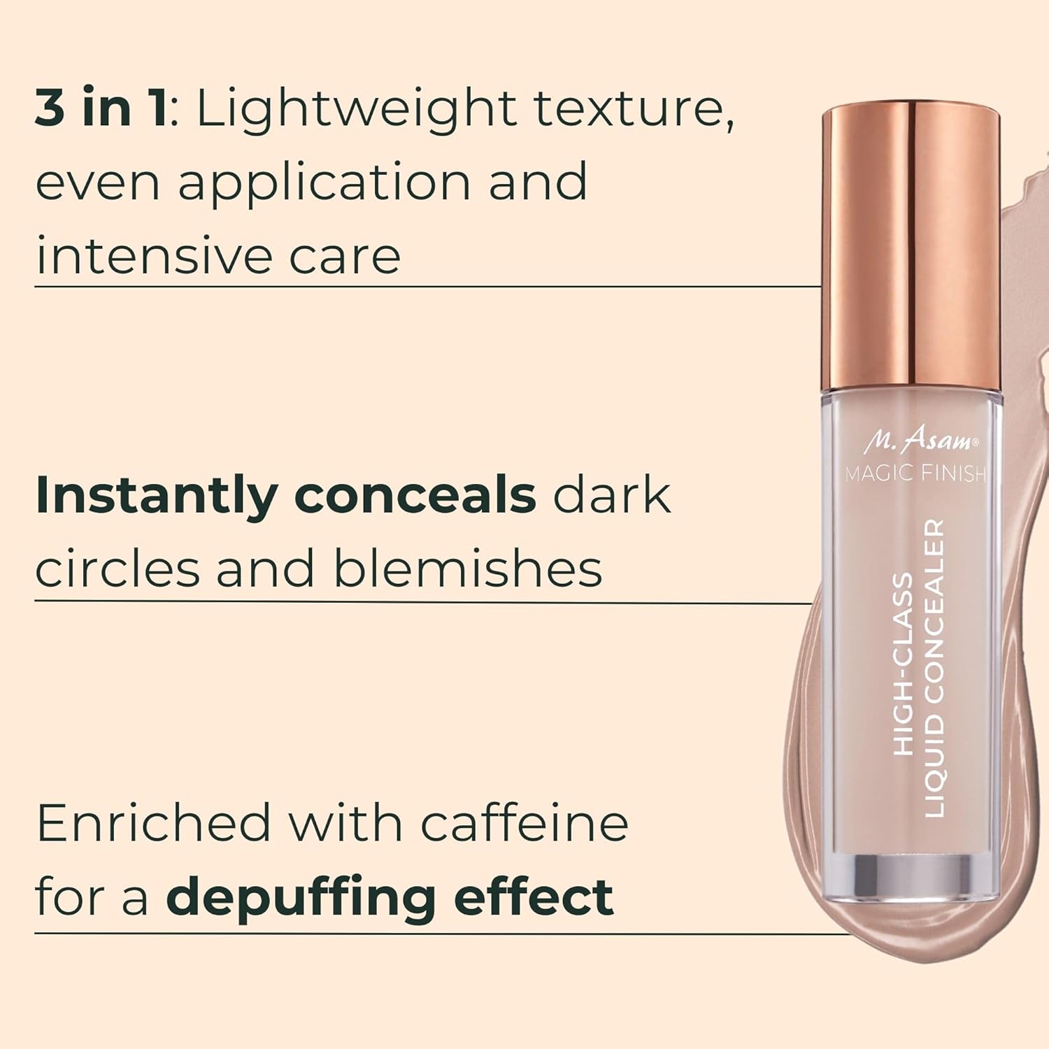 M. Asam MAGIC FINISH HIGHCLASS LIQUID CONCEALER Fair (0.13 fl oz) - 4-in-1 Concealer With Mimic-Lift complex & High Coverage For Dark Circles & Blemishes, Vegan Make Up With Illuminating Pigments - Image 3