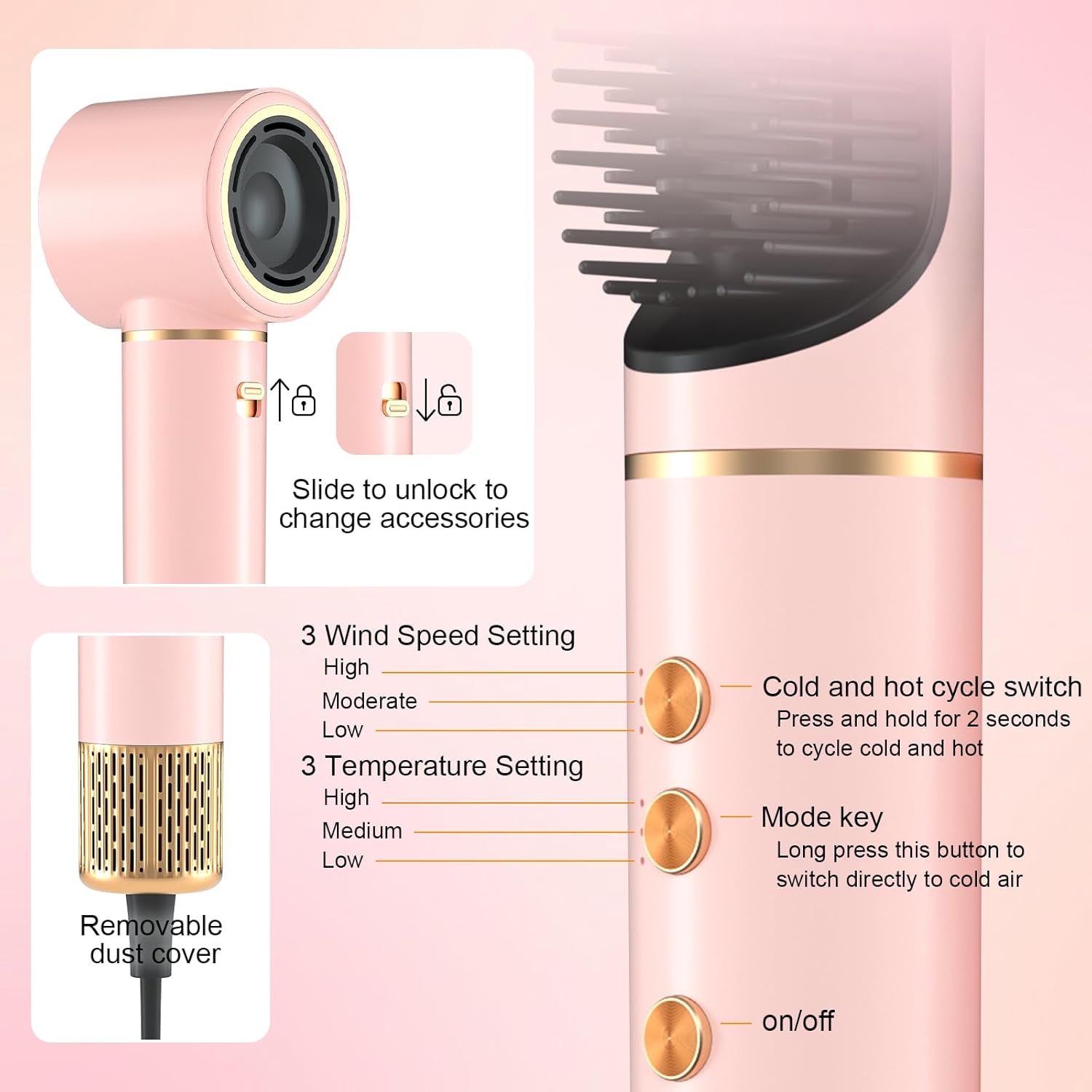 Hair Dryer Brush 5 in 1, JAOSOP Hair Styler, 110,000 RPM High-Speed Negative Ionic Hair Dryer Fast Drying, Professional Multi Blow Dryer Brush for Curling Volumizing Straightening Styling - Image 7