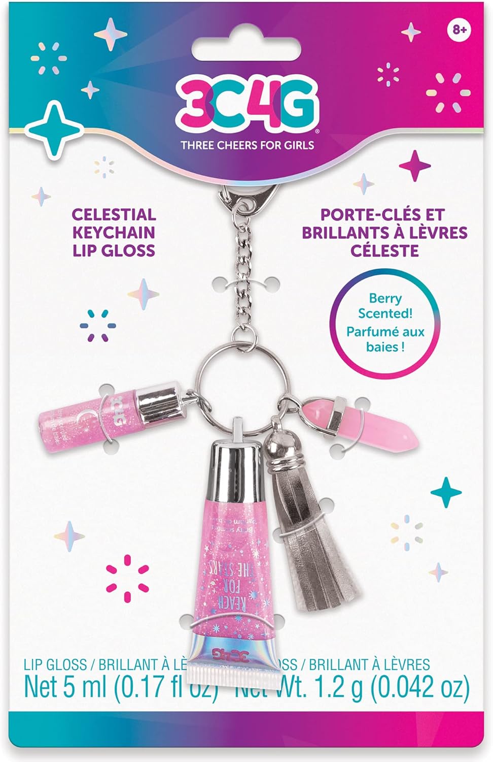 3C4G Celestial Keychain Lip Gloss, Berry Flavor, Lovely Lavender Tint with a Shimmery Finish, for Ages 8 and up by Make It Real - Image 2