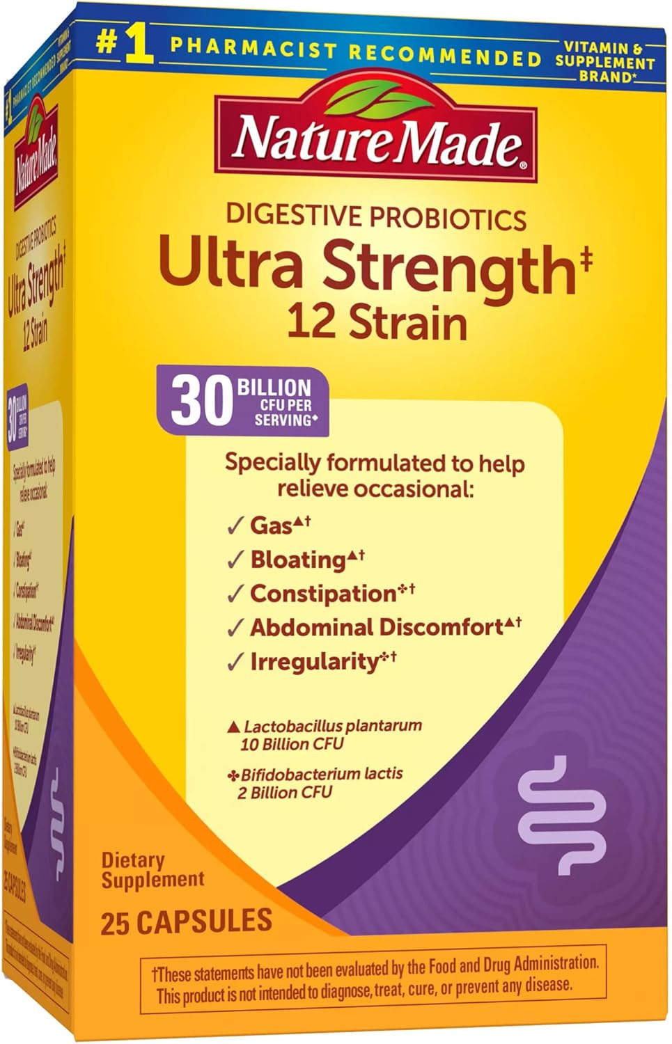 Nature Made Ultra Strength 12 Strain Digestive Probiotics, Probiotics for Women and Men, 25 Probiotic Capsules, 25 Day Supply - Image 2