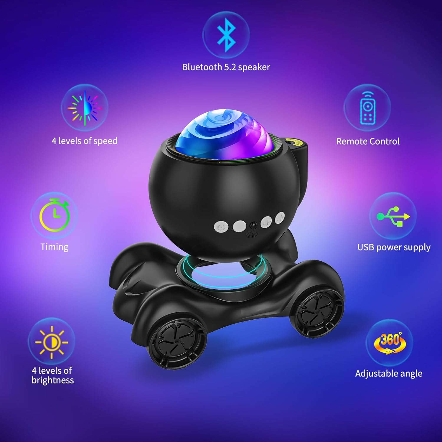 ENOKIK Galaxy Projector, Star Aurora Projector Built-in Bluetooth Speaker, Night Light for Kids Adults, White Noise Light for Home Decor/Relaxation/Party/Music/Gift (Black) - Image 6