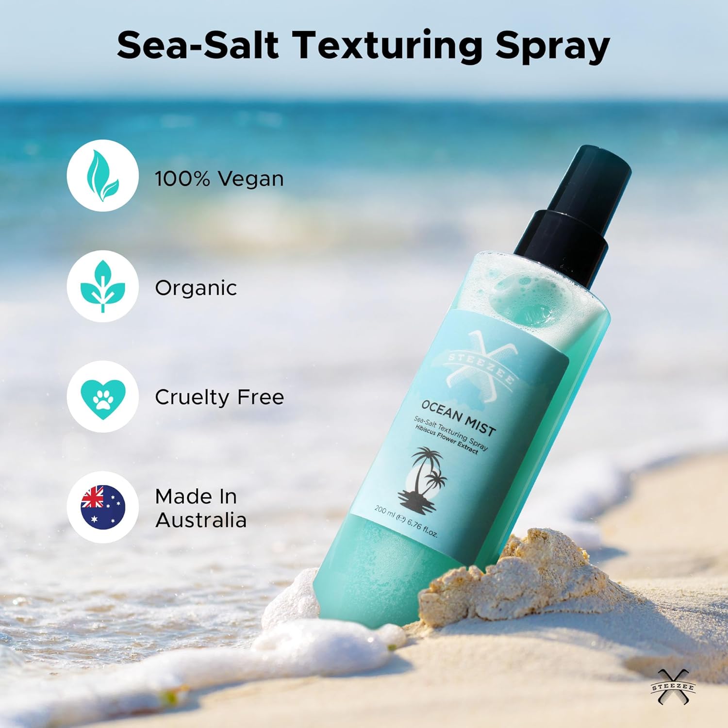 Steezee Ocean Mist Natural Sea Salt Spray for Hair Men & Women, Natural Beach Waves, Volumizing Hair Texturizer, Lightweight, 6.76 oz - Image 4