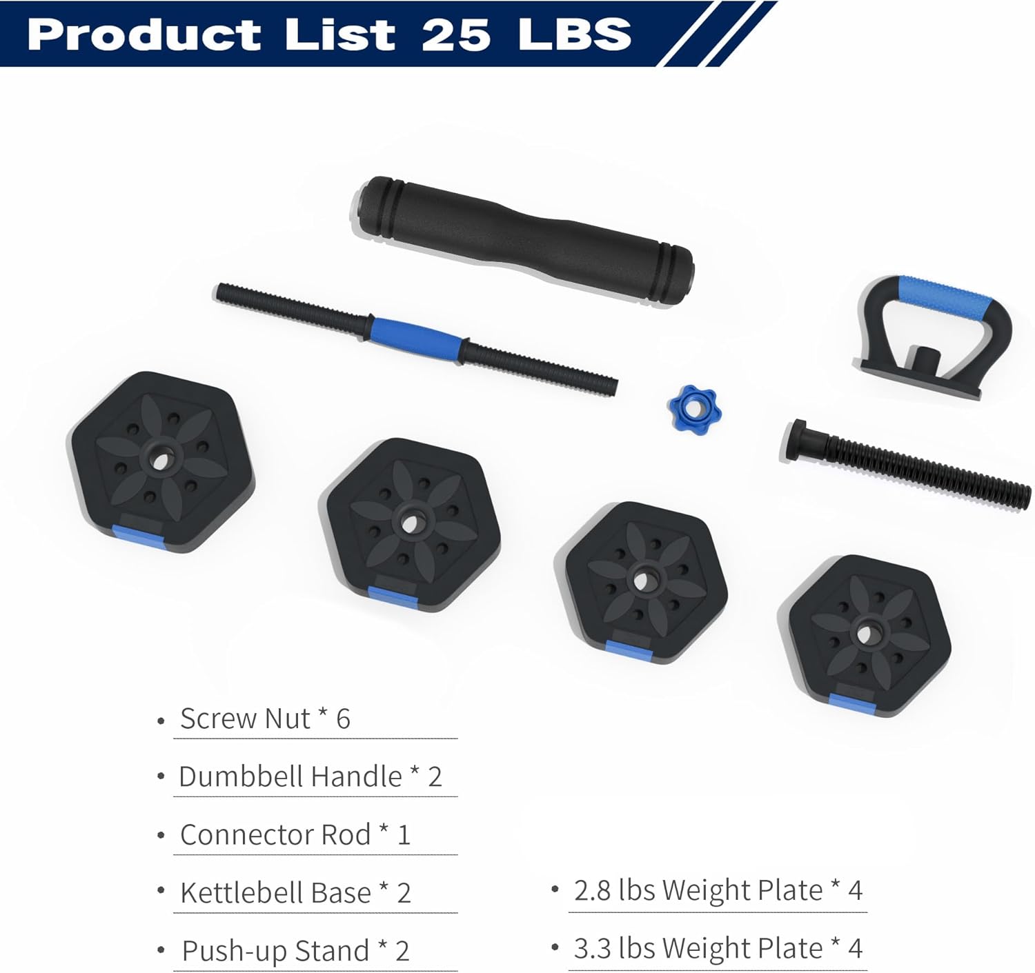 VIVITORY Dumbbell Sets Adjustable Weights, Free Weights with Connector, Non-Rolling Adjustable Dumbbell Set, Barbell for Home Gym, Hexagon, Cement Mixture - Image 3