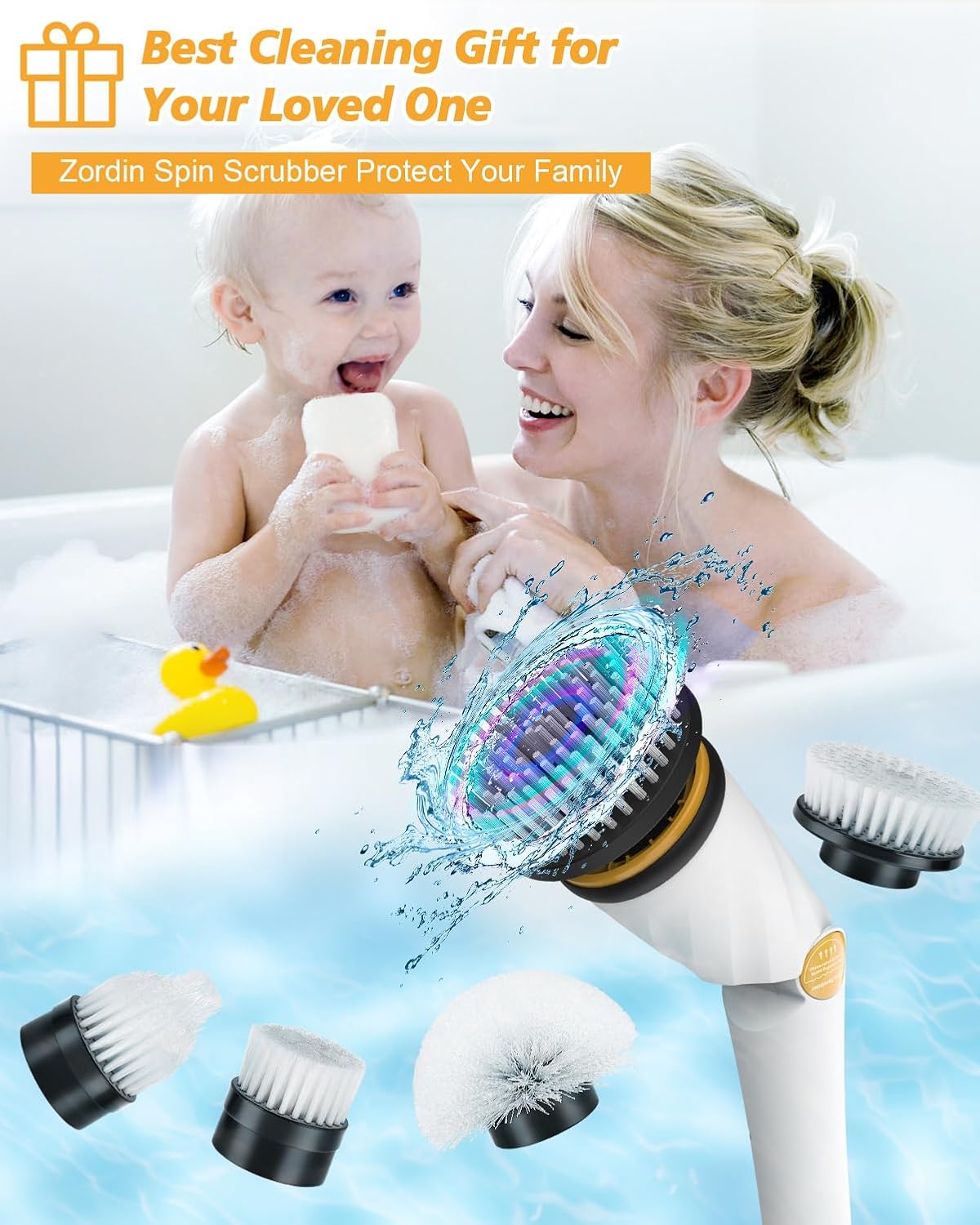 4000mAh Battery Electric Spin Scrubber, 1200 RPM Power Electric Scrubber for Cleaning,3 Speed Adjustable Handle Cordless Shower Cleaning Brush. - Image 10